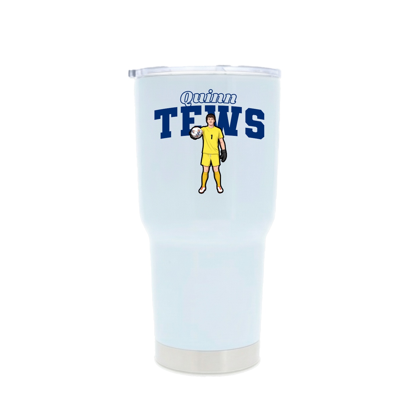 30oz Stainless Steel Tumbler — Name Arch in White