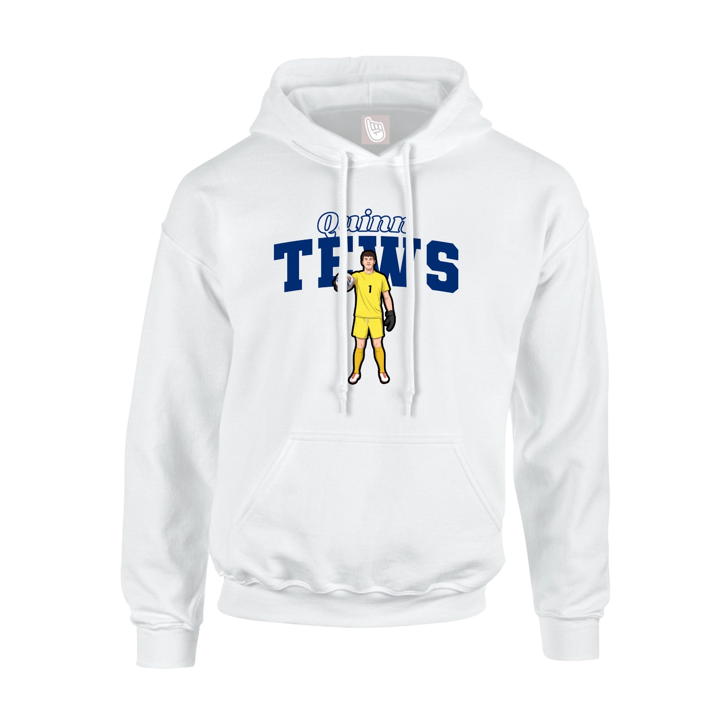 Youth Hoodie — Name Arch in White