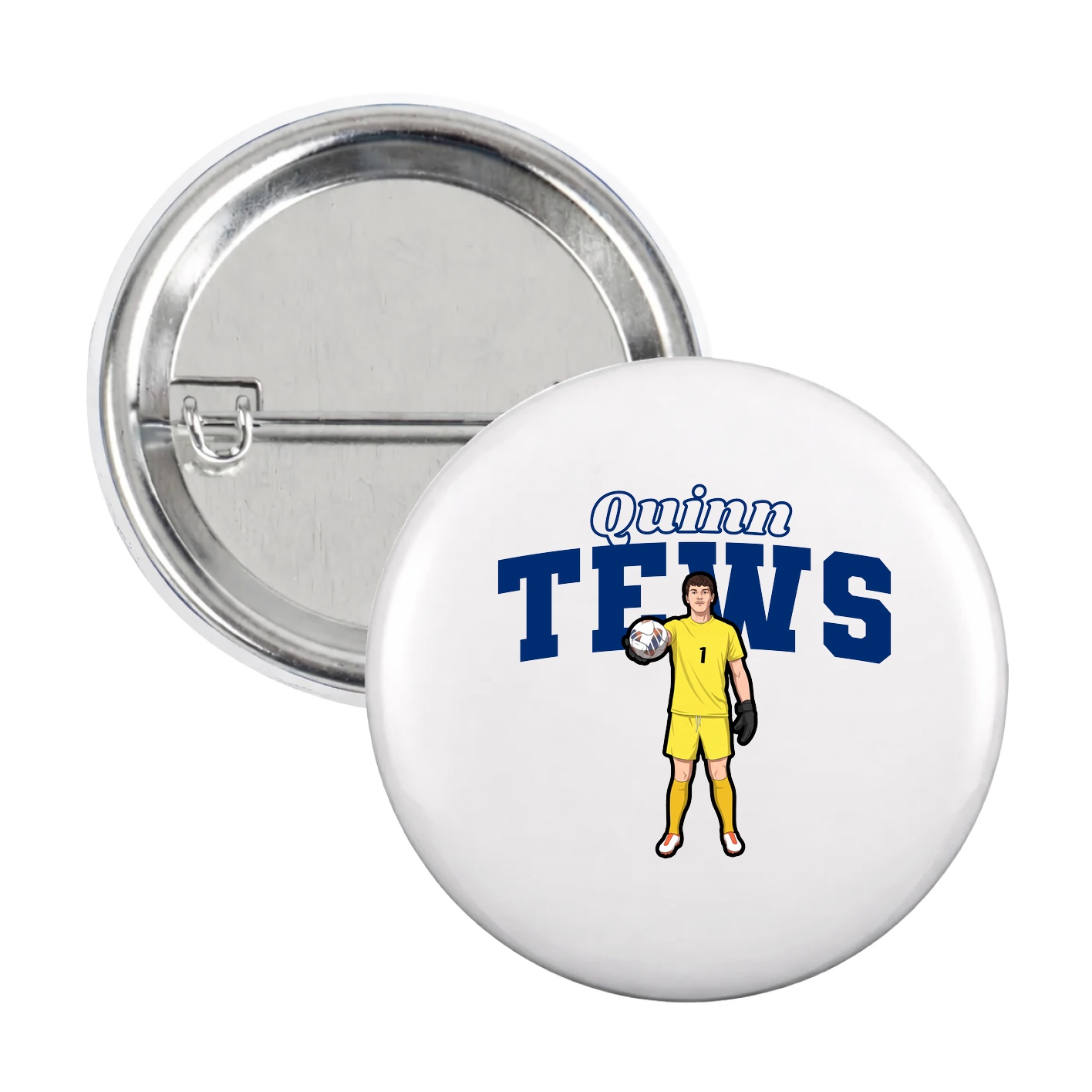 Game Day Button — Name Arch in White