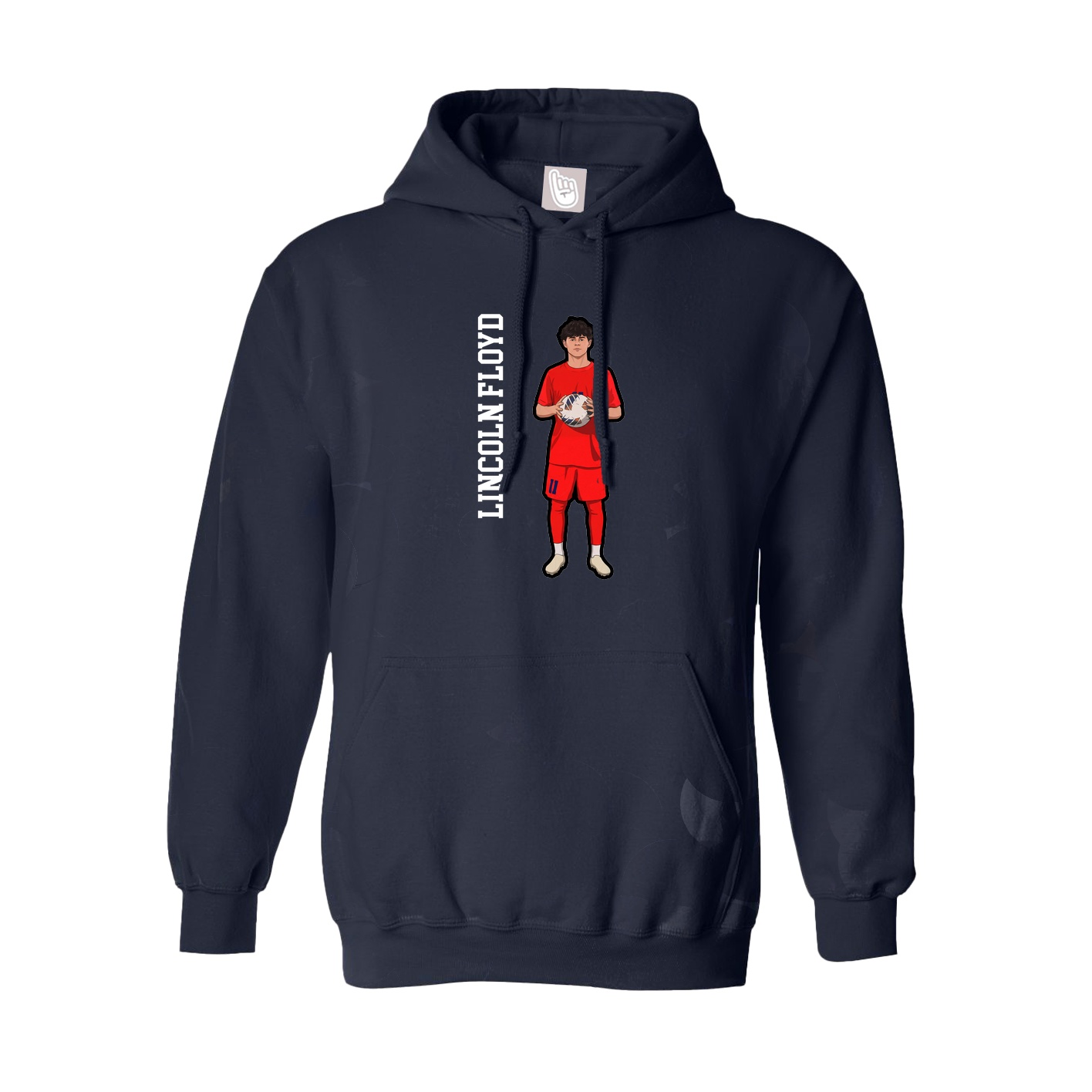 Youth Hoodie — Name Vertical in Navy