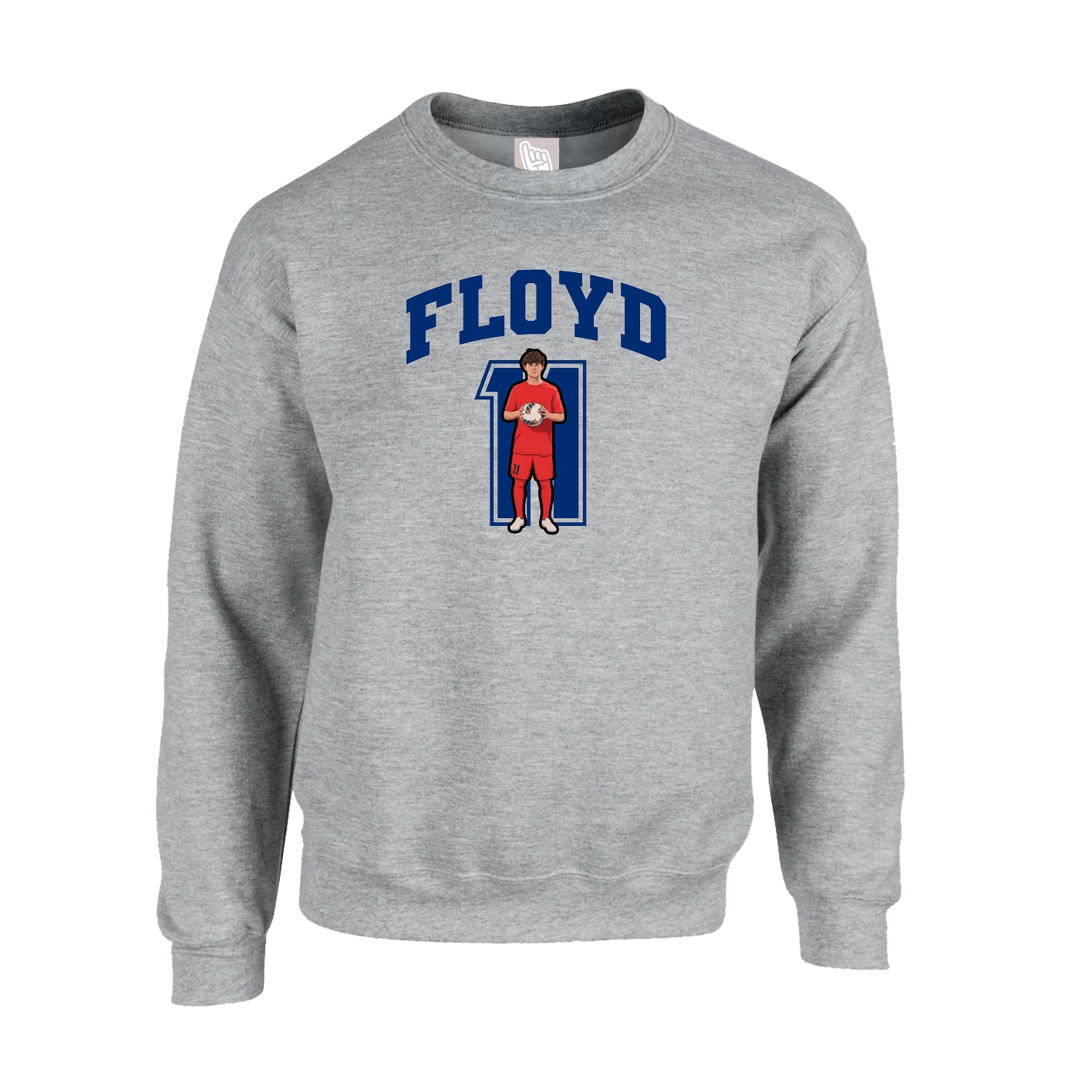 Fleece Crew — Number in Grey