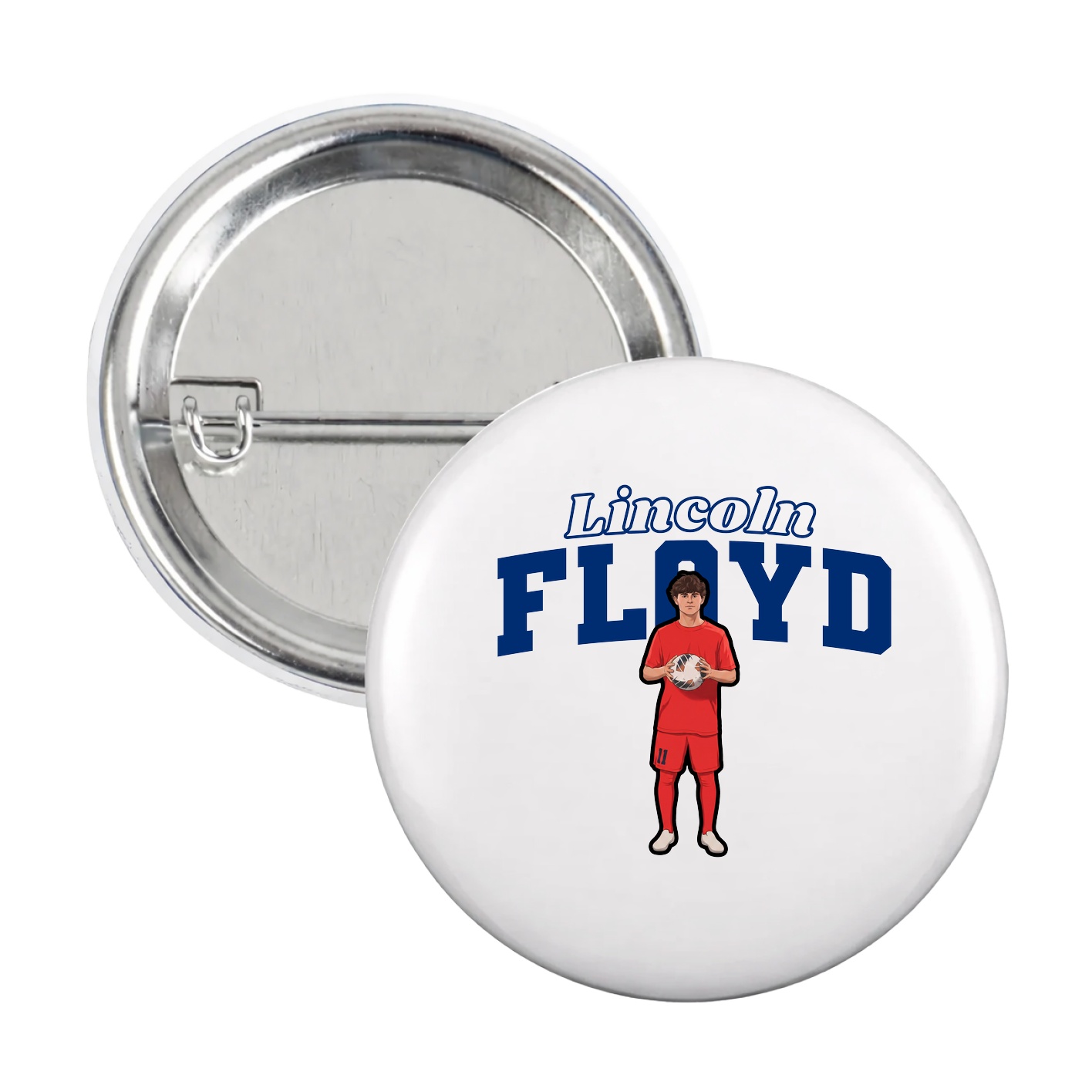 Game Day Button — Name Arch in White