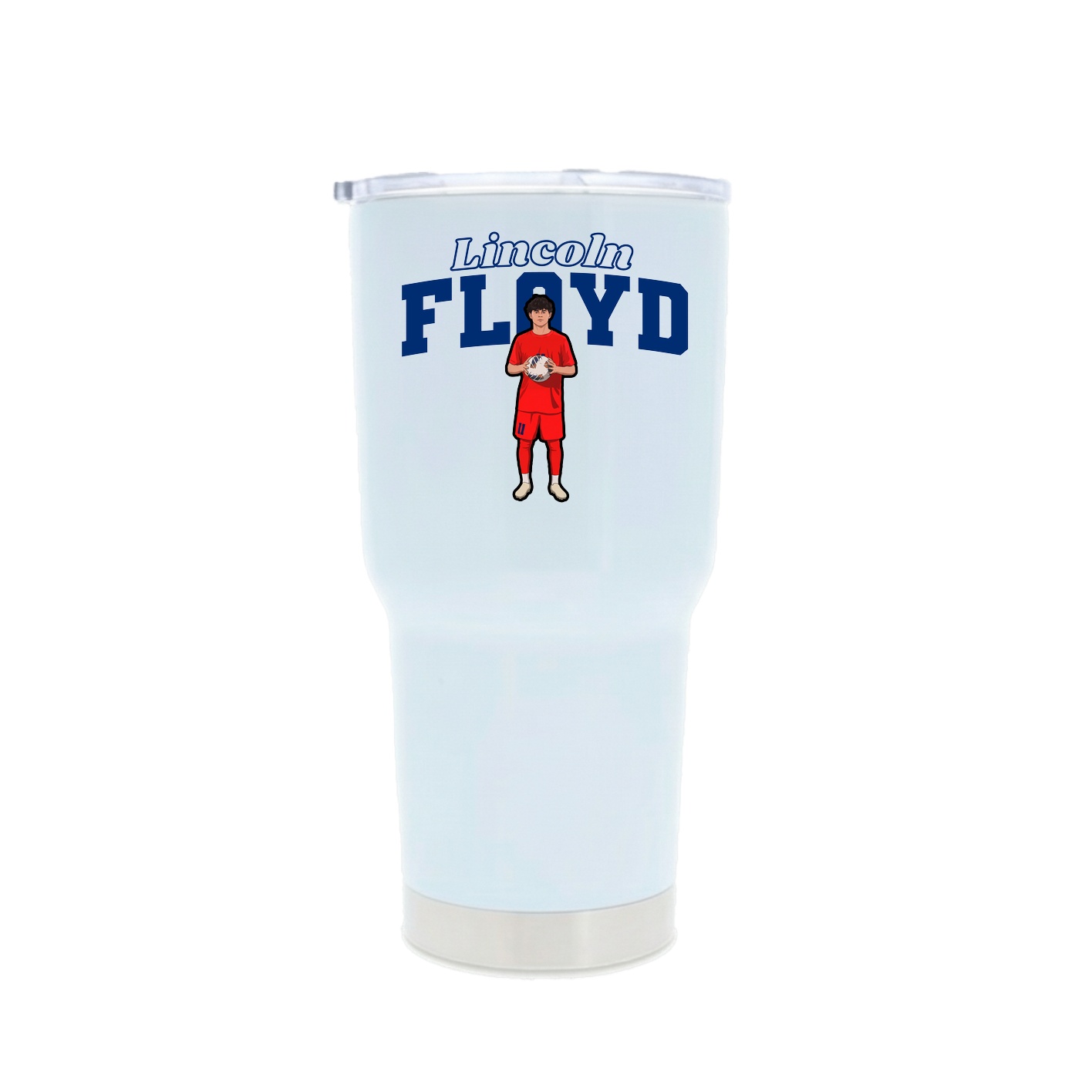 30oz Stainless Steel Tumbler — Name Arch in White