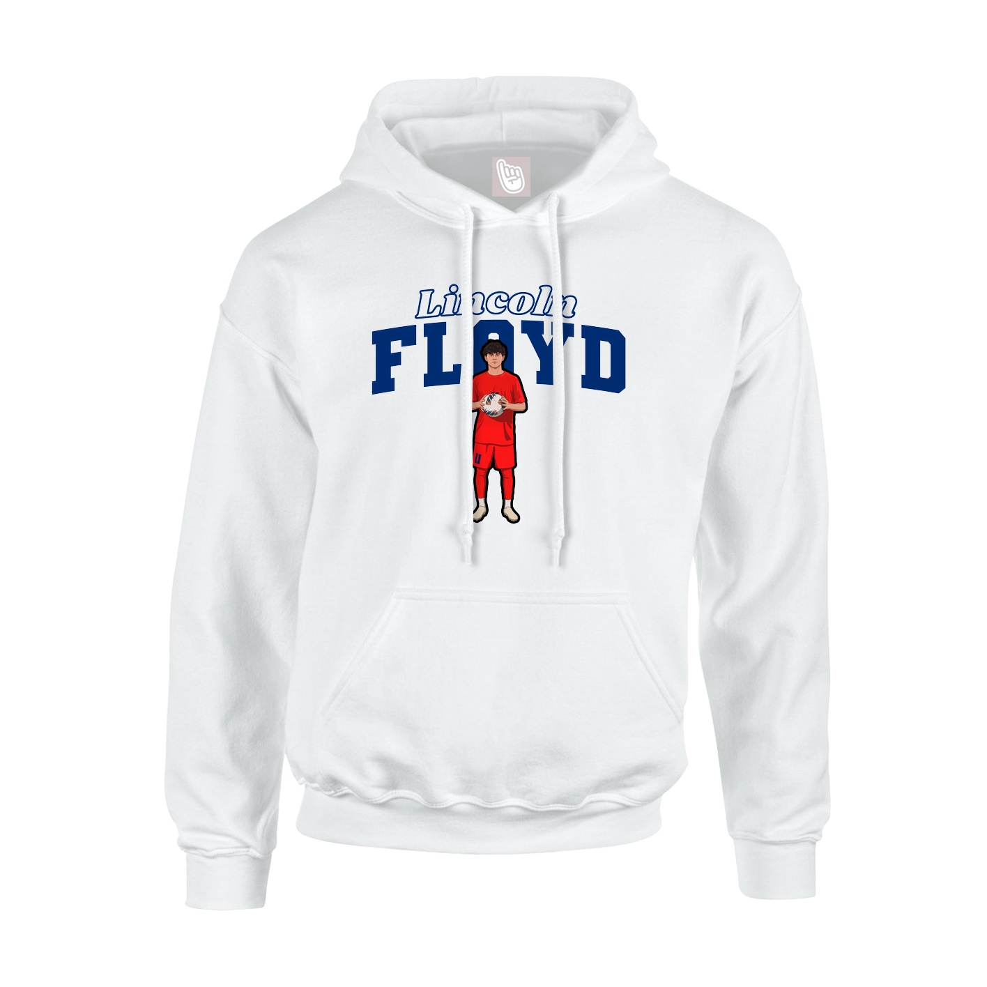 Youth Hoodie — Name Arch in White