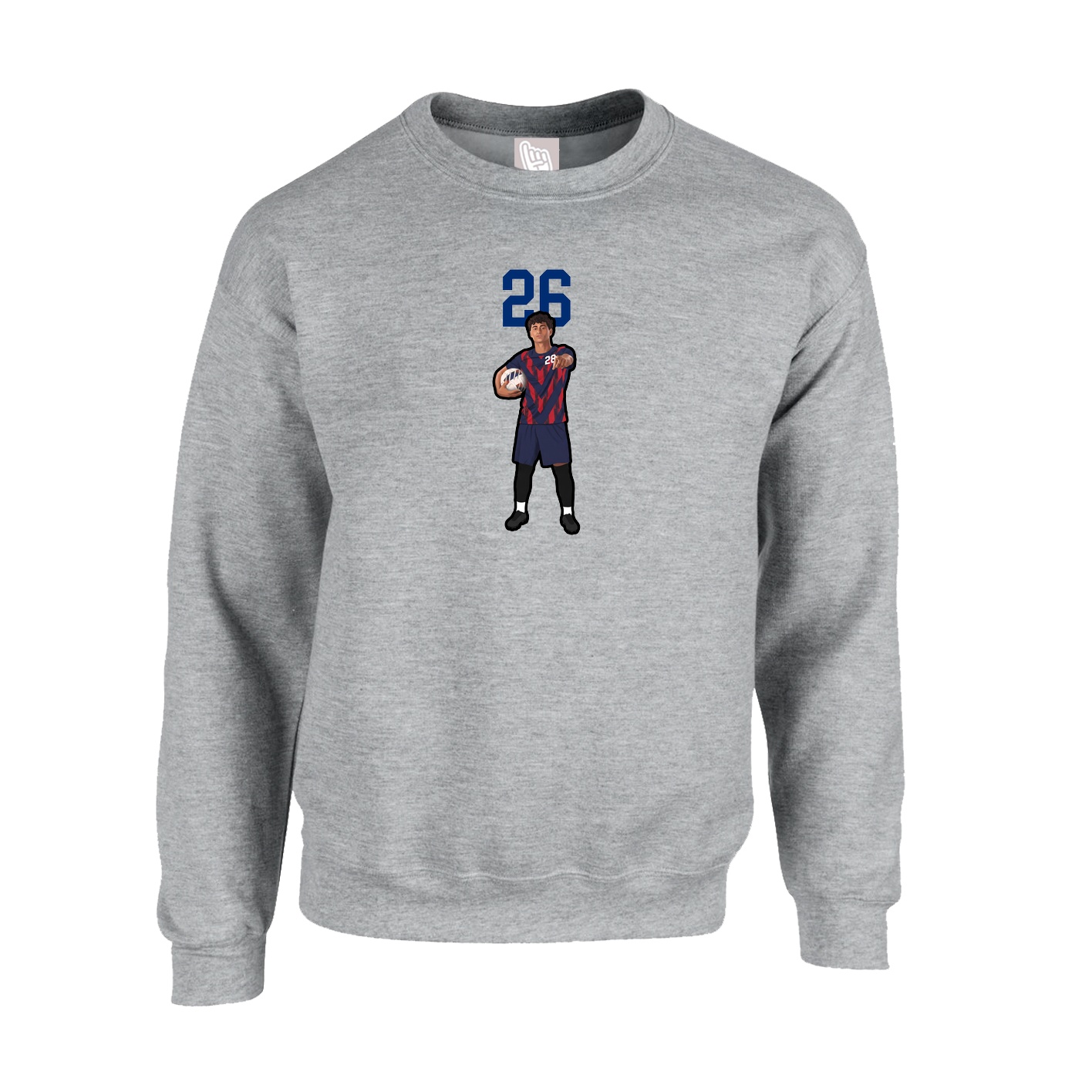 Fleece Crew — Number Top in Grey