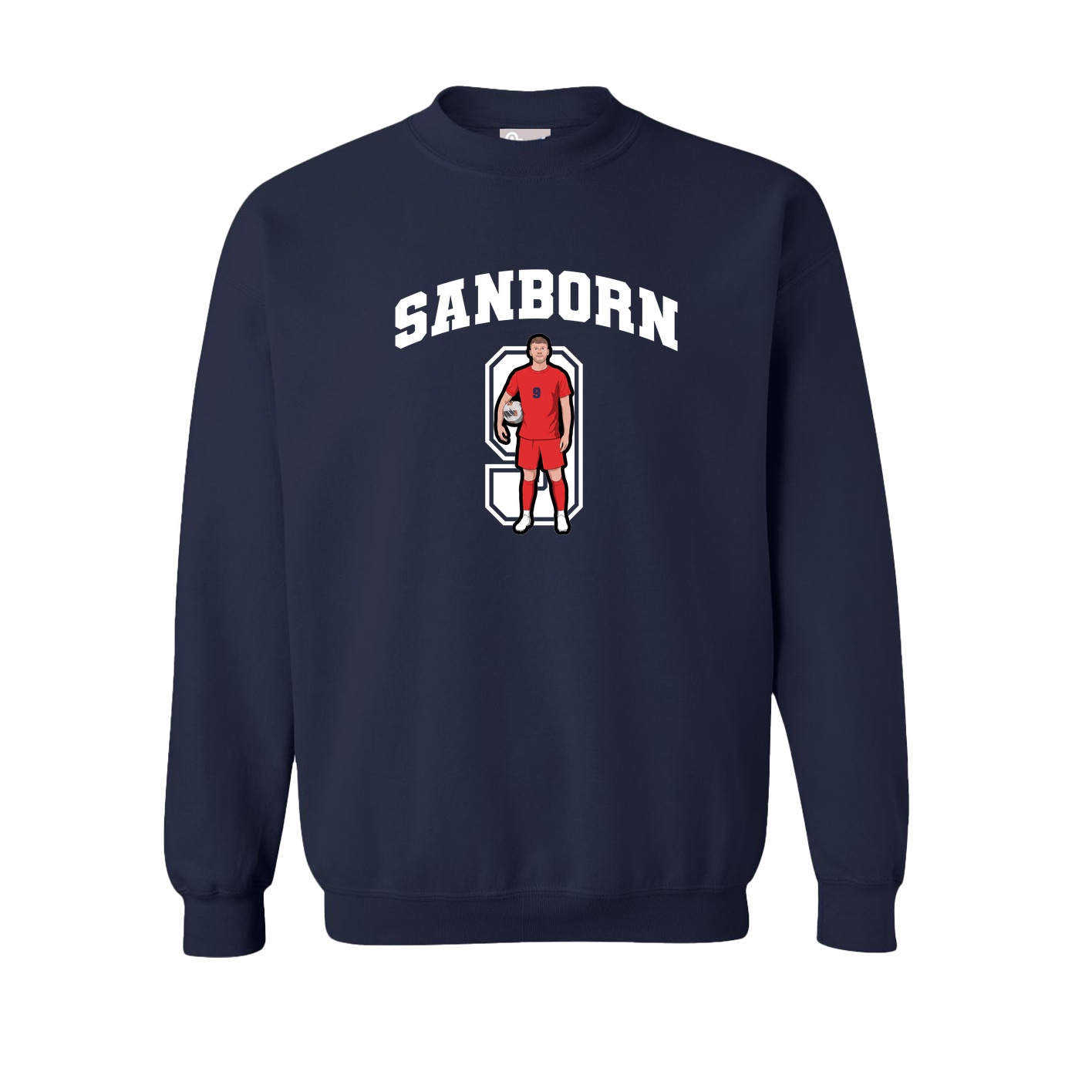 Fleece Crew — Number in Navy