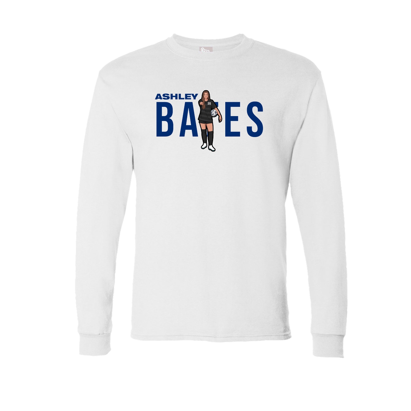 Long Sleeve Tee — Player Name in White