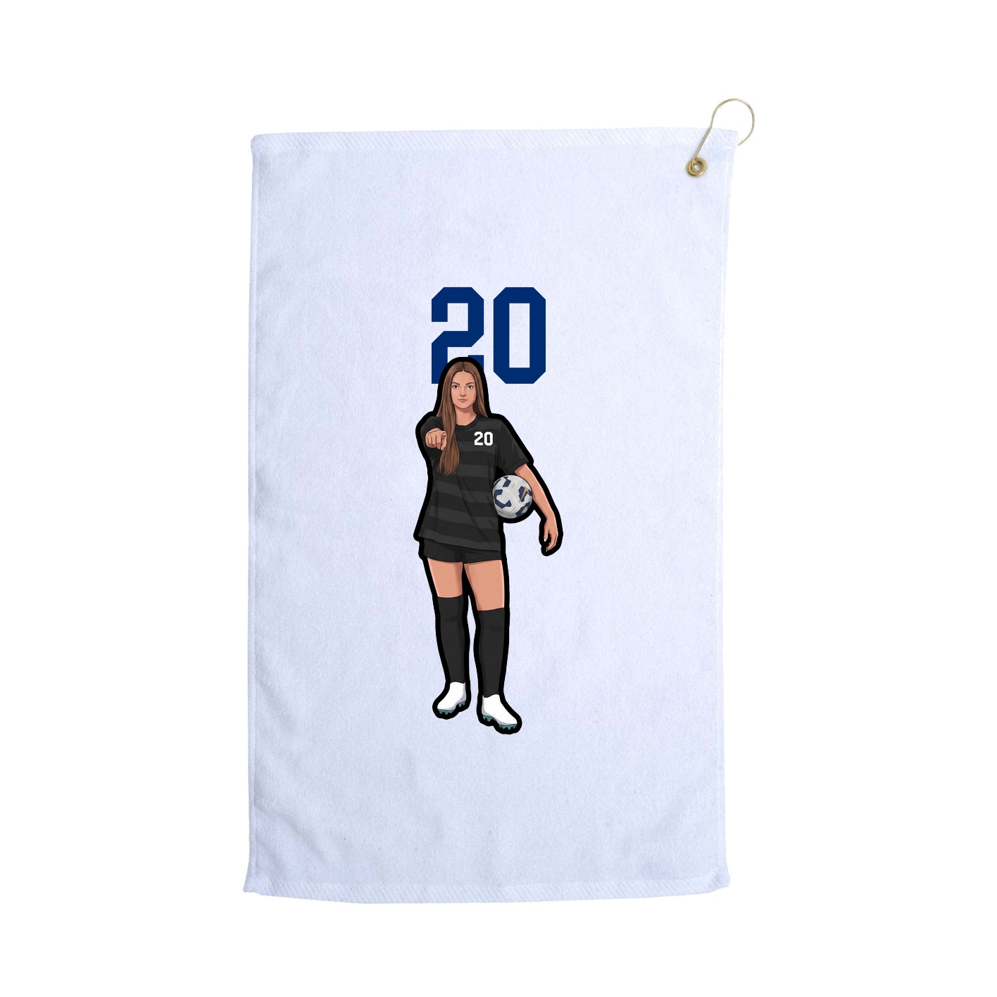 Golf Towel — Number Top in White