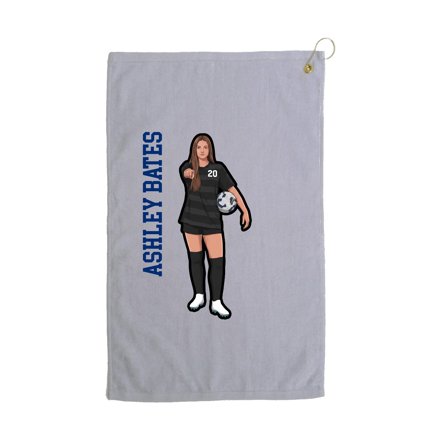 Golf Towel — Name Vertical in Grey