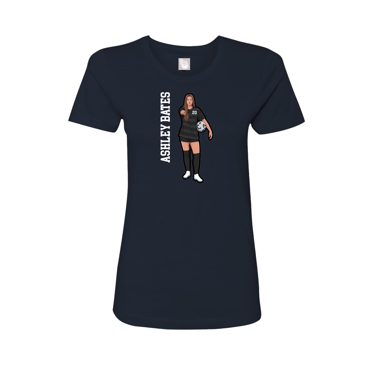 Fitted Women's Tee — Name Vertical in Navy