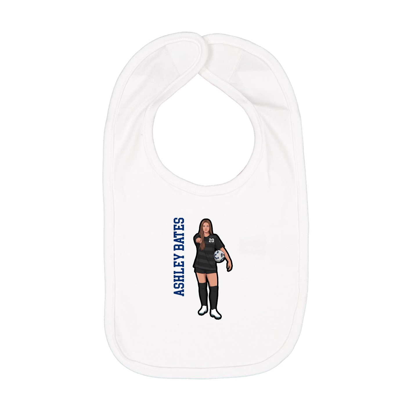 Infant Bib — Name Vertical in White