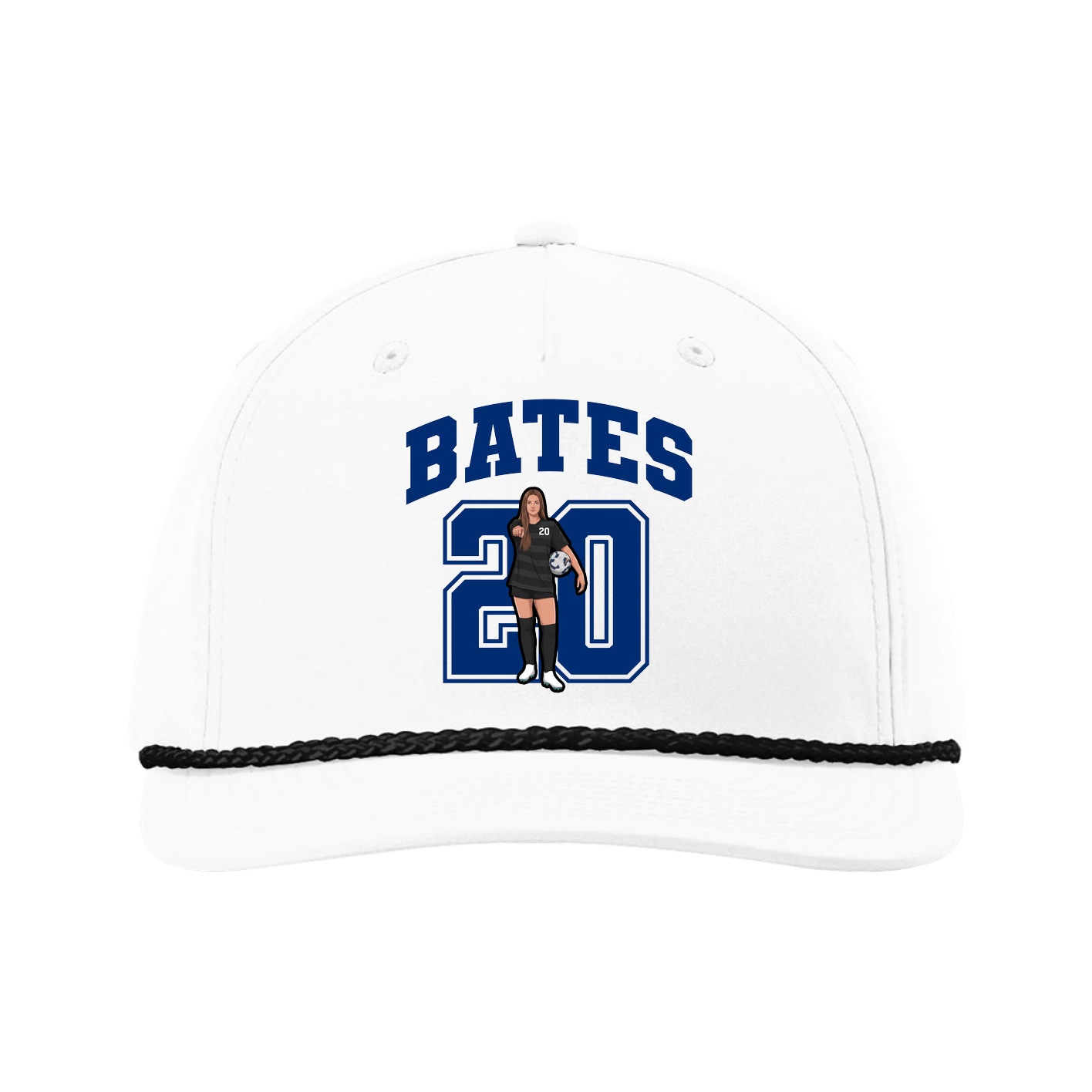 Five-Panel Classic Rope Cap — Number in White