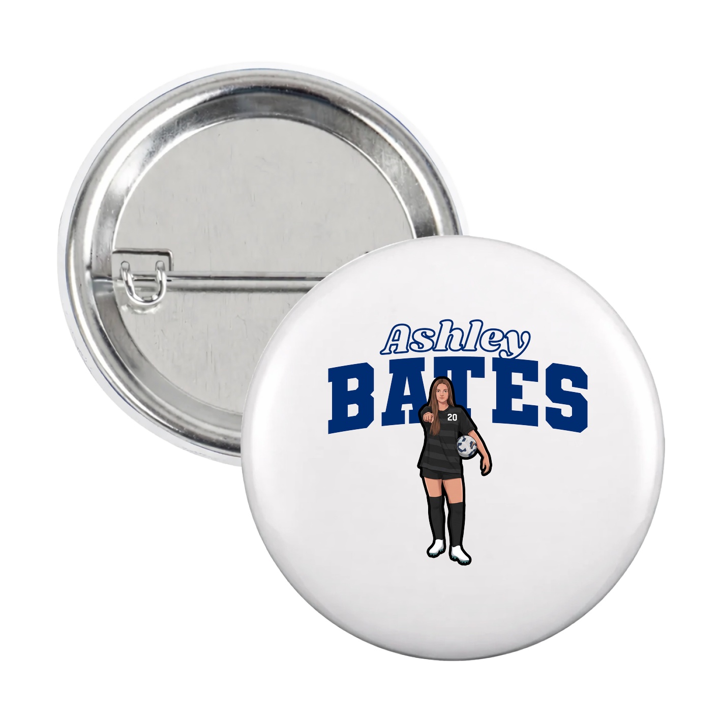 Game Day Button — Name Arch in White