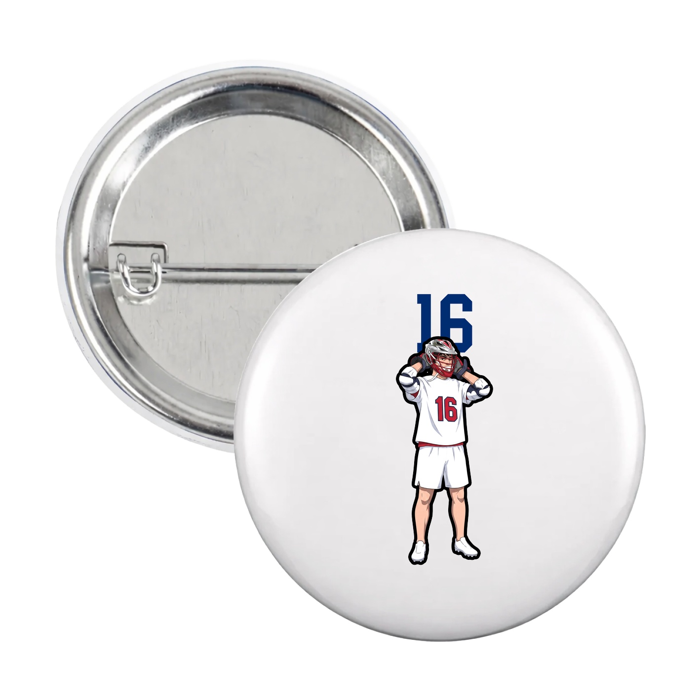 Game Day Button — Number Top in White