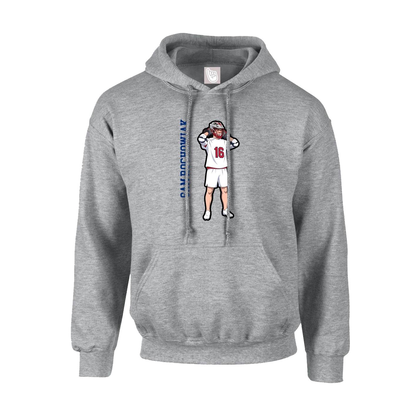 Hoodie — Name Vertical in Grey