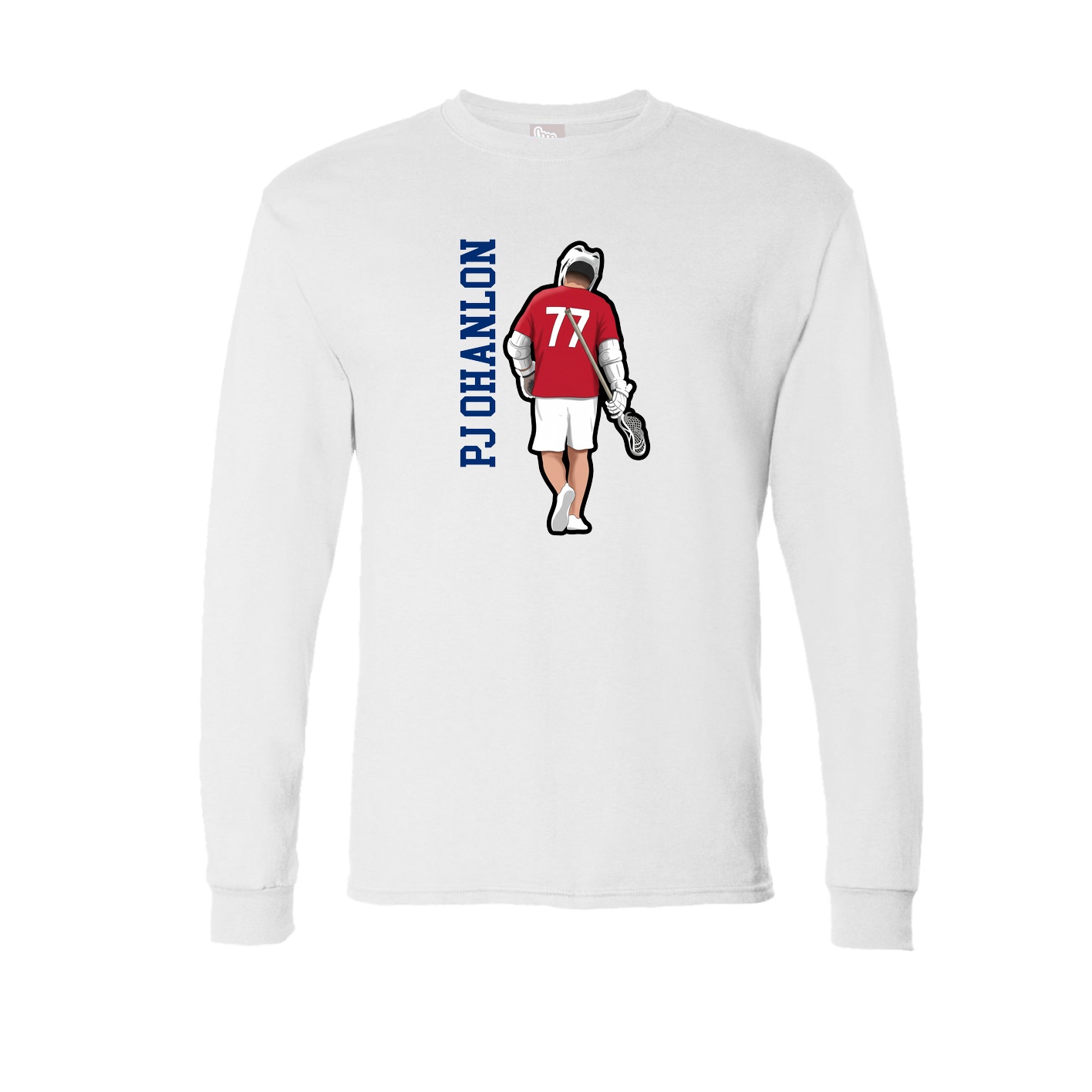 Long Sleeve Tee — Name Vertical in White