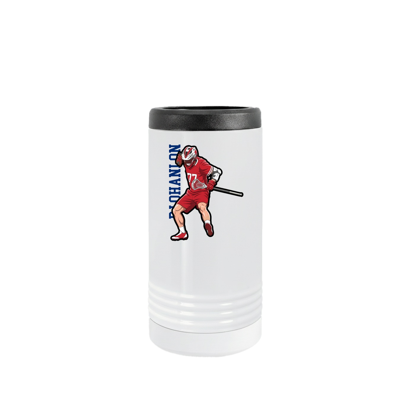 Slim Beverage Holder — Name Vertical in White