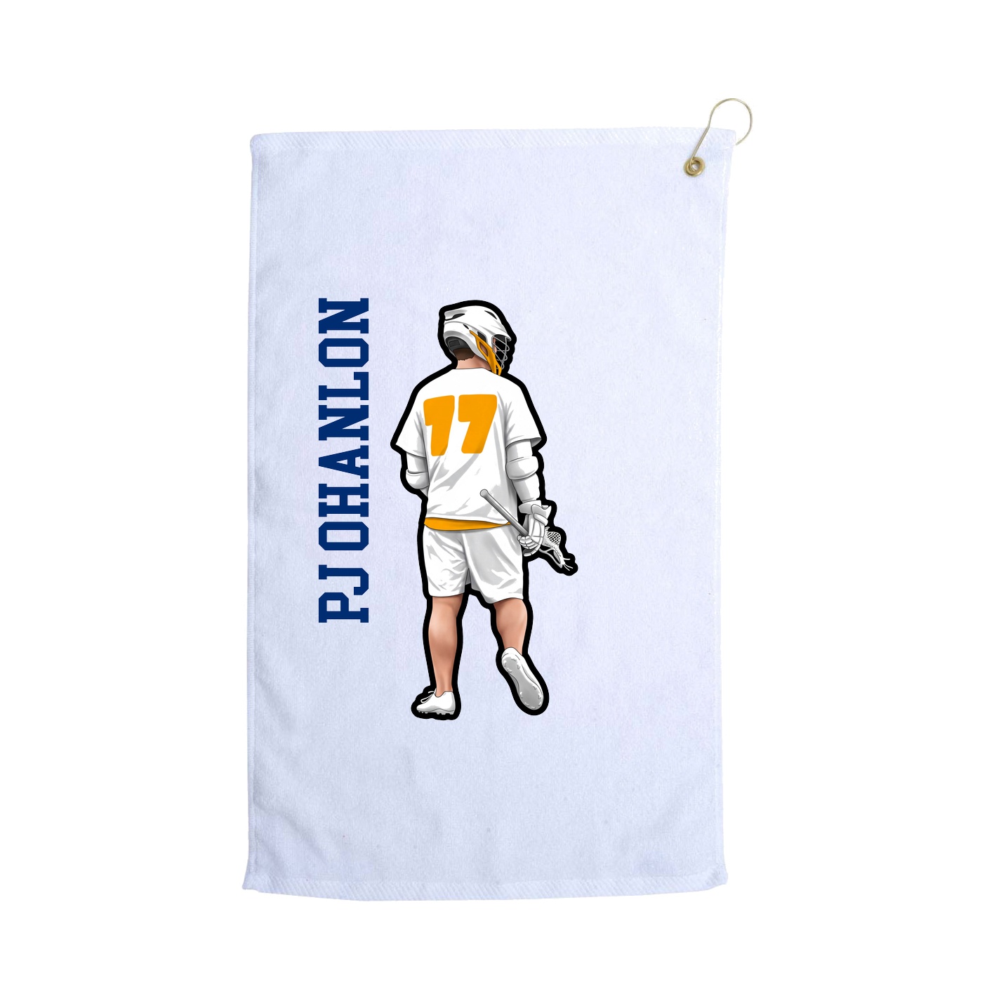 Golf Towel — Name Vertical in White
