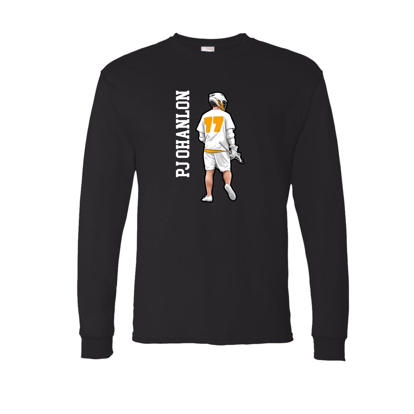 Long Sleeve Tee — Name Vertical in Black