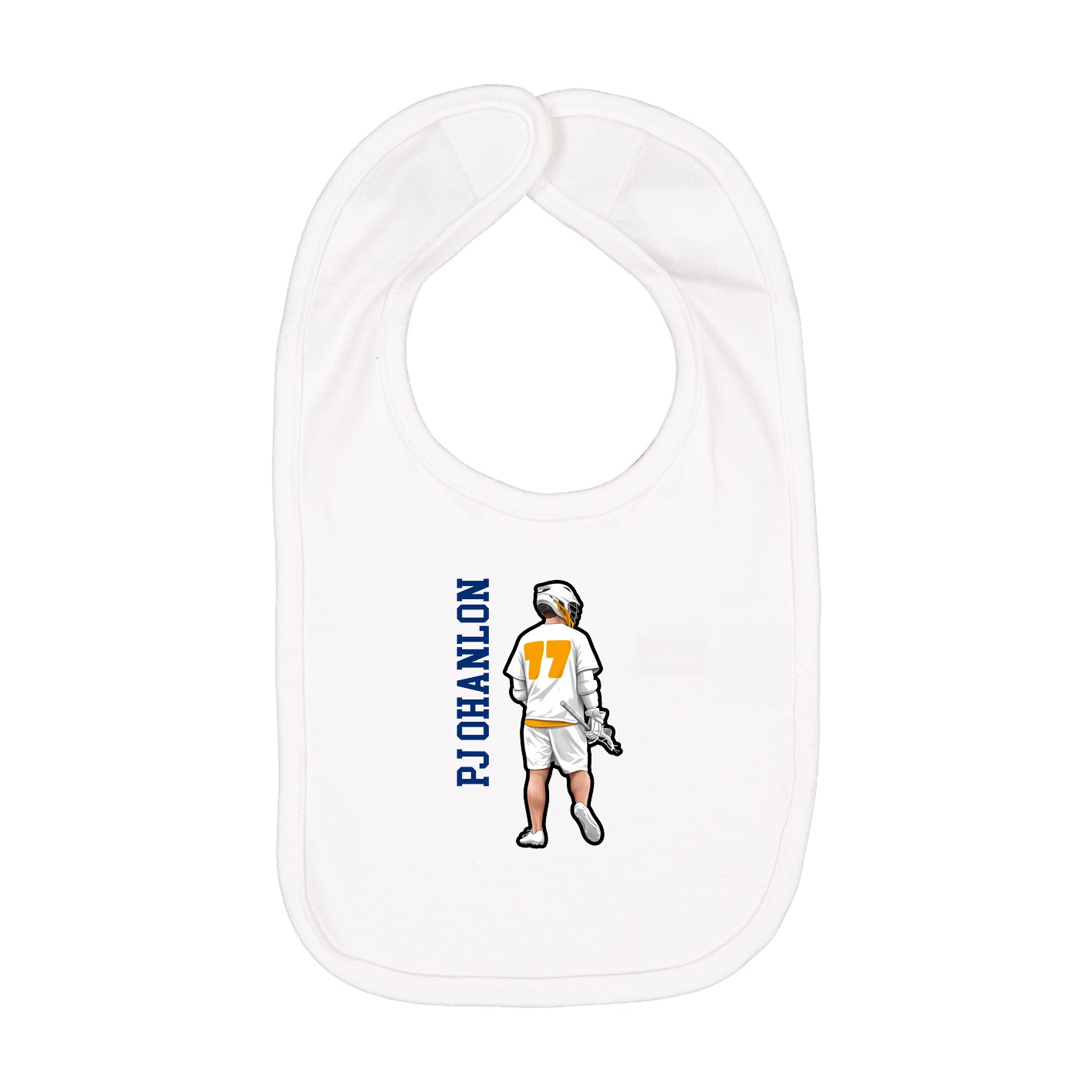 Infant Bib — Name Vertical in White