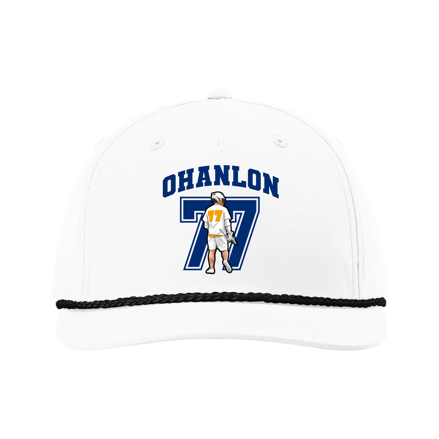 Five-Panel Classic Rope Cap — Number in White