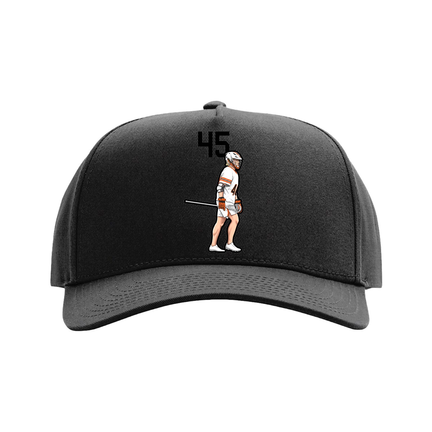 Full Fabric Five-Panel Champ Cap — Number Top in Black