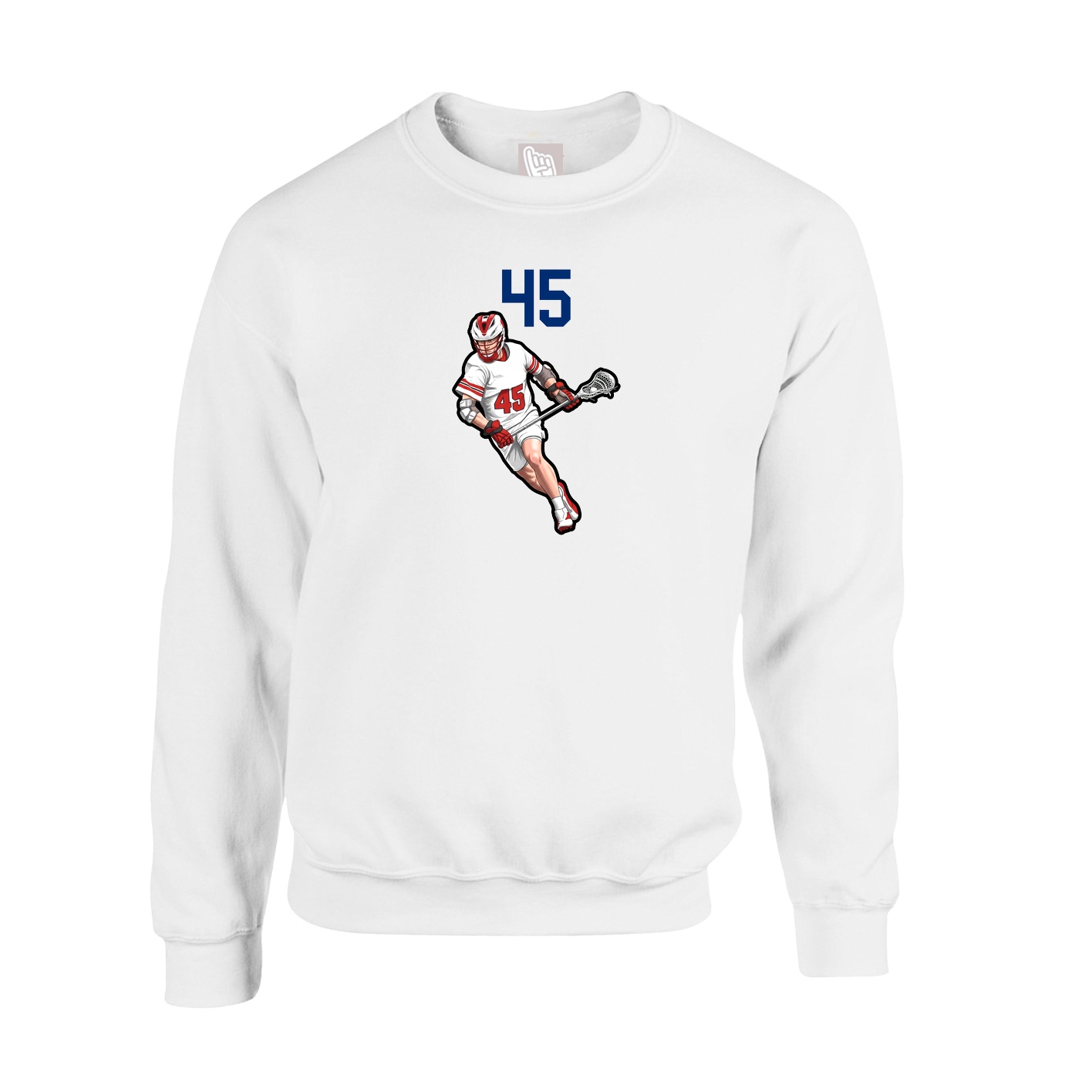 Fleece Crew — Number Top in White