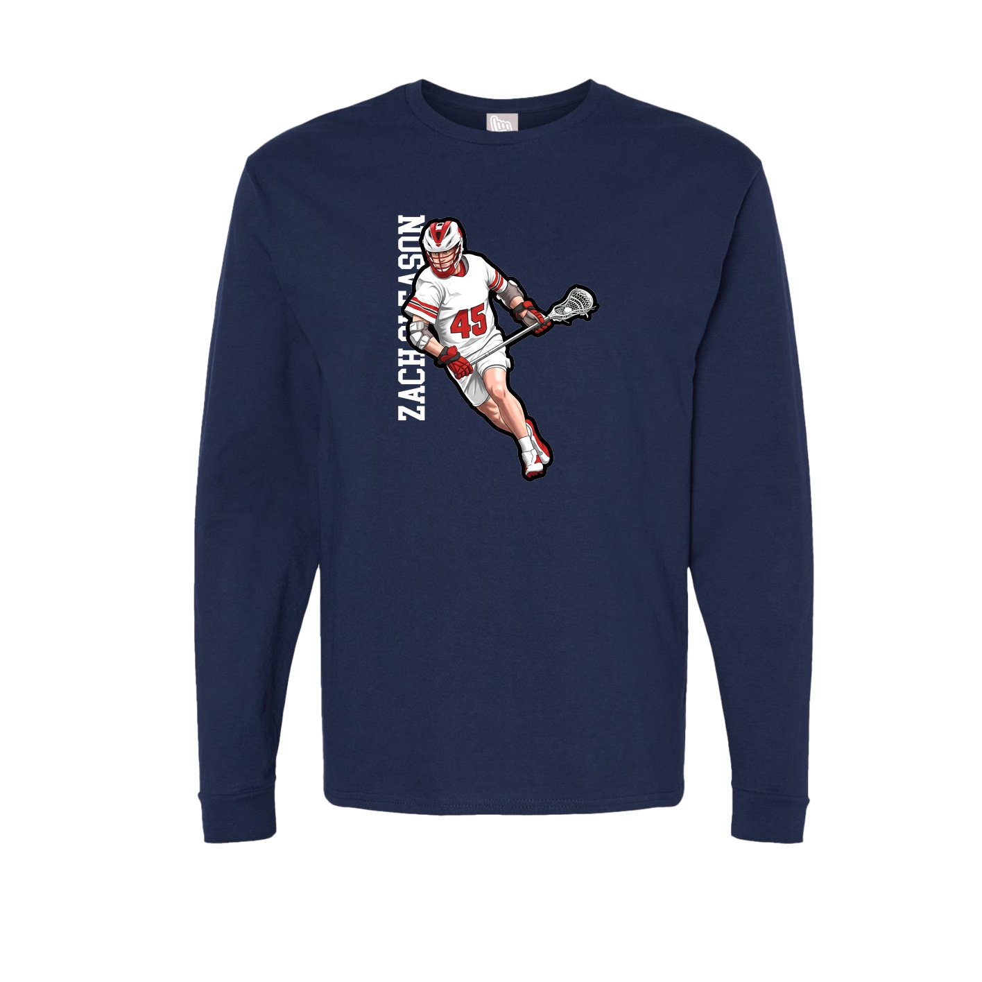 Long Sleeve Tee — Name Vertical in Navy