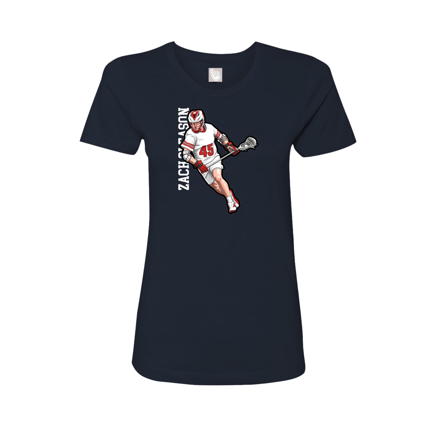 Fitted Women's Tee — Name Vertical in Navy