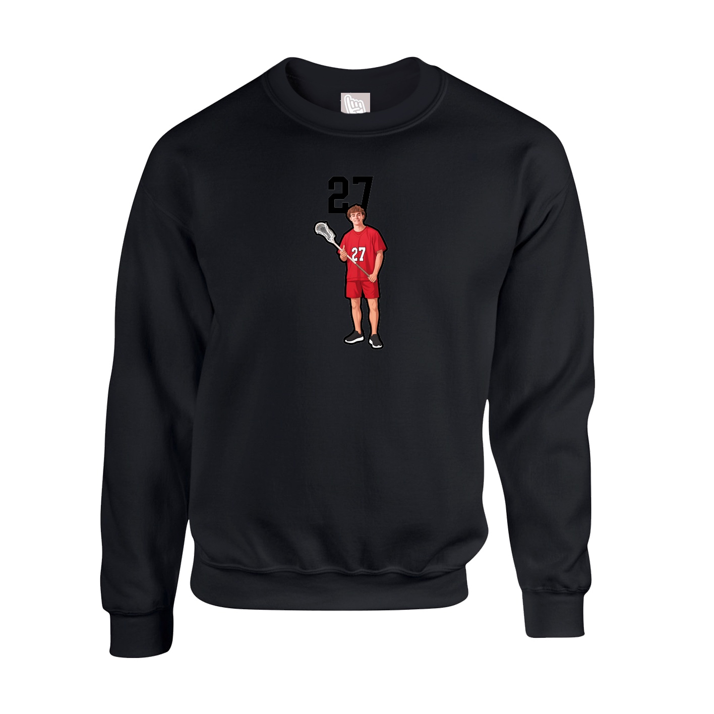 Fleece Crew — Number Top in Black