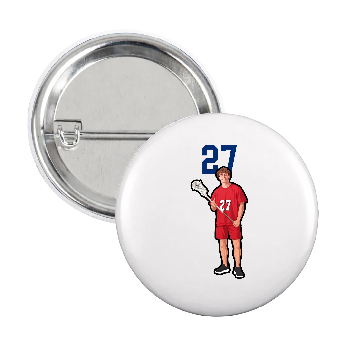Game Day Button — Number Top in White