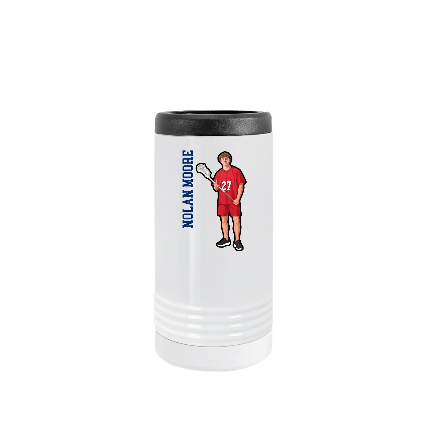 Slim Beverage Holder — Name Vertical in White