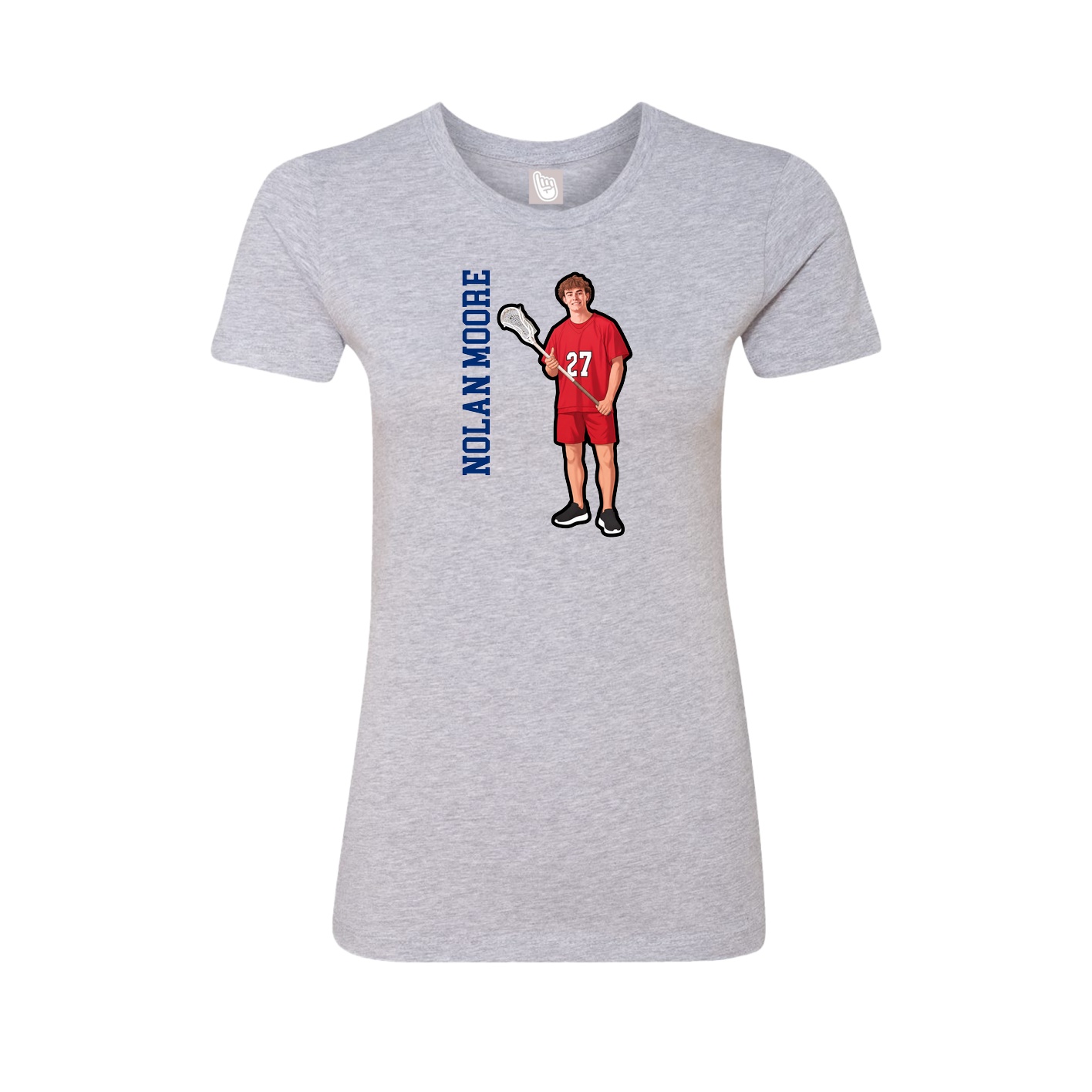 Fitted Women's Tee — Name Vertical in Grey