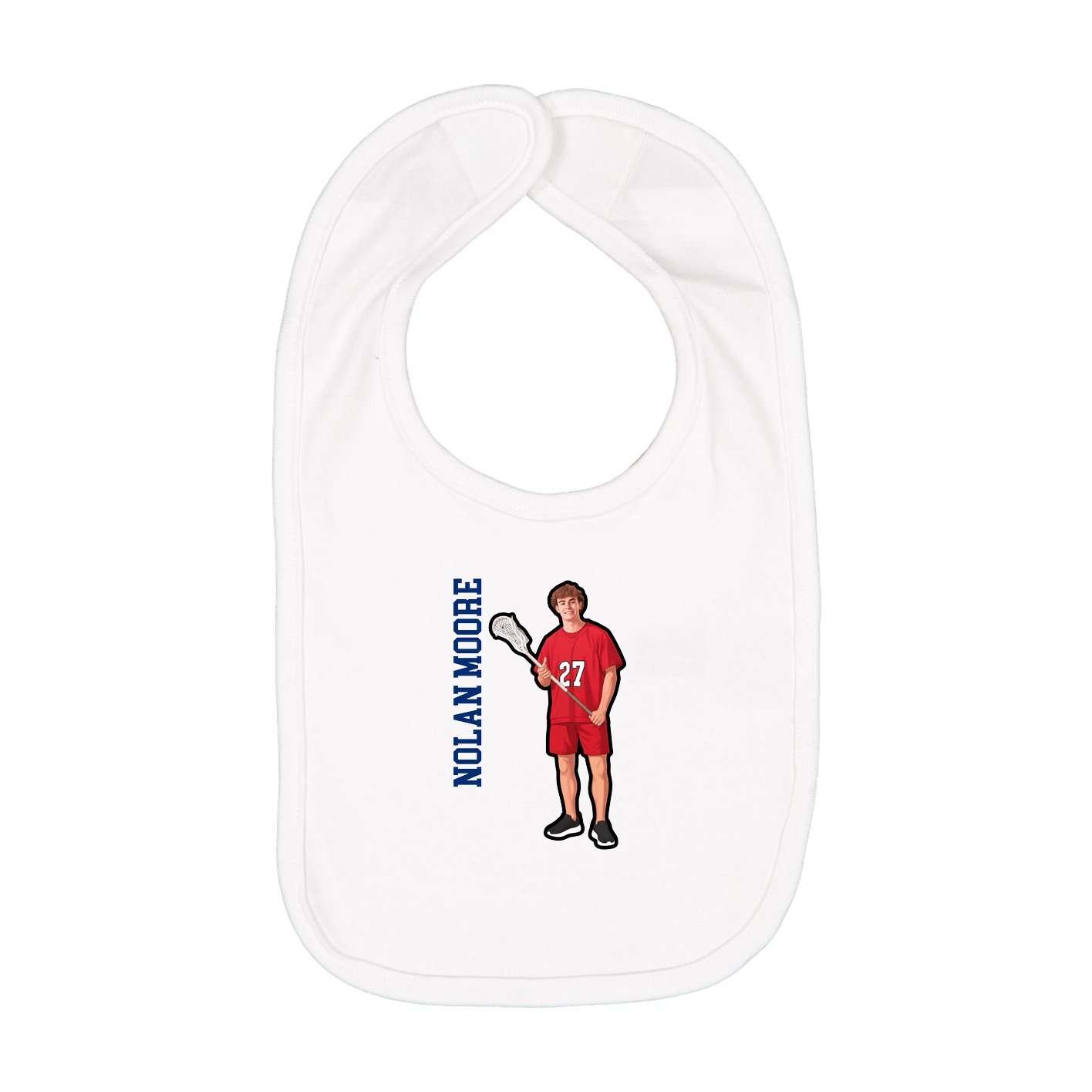 Infant Bib — Name Vertical in White