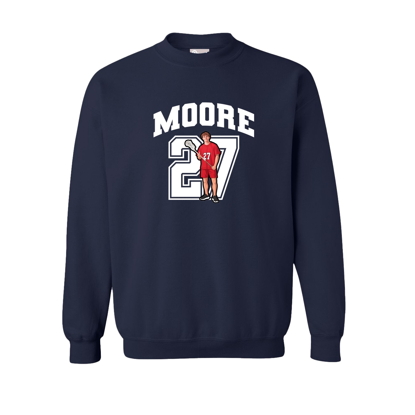 Fleece Crew — Number in Navy