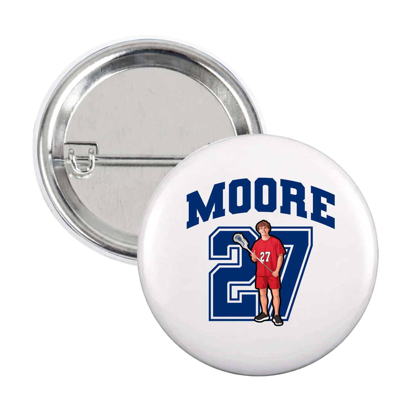 Game Day Button — Number in White