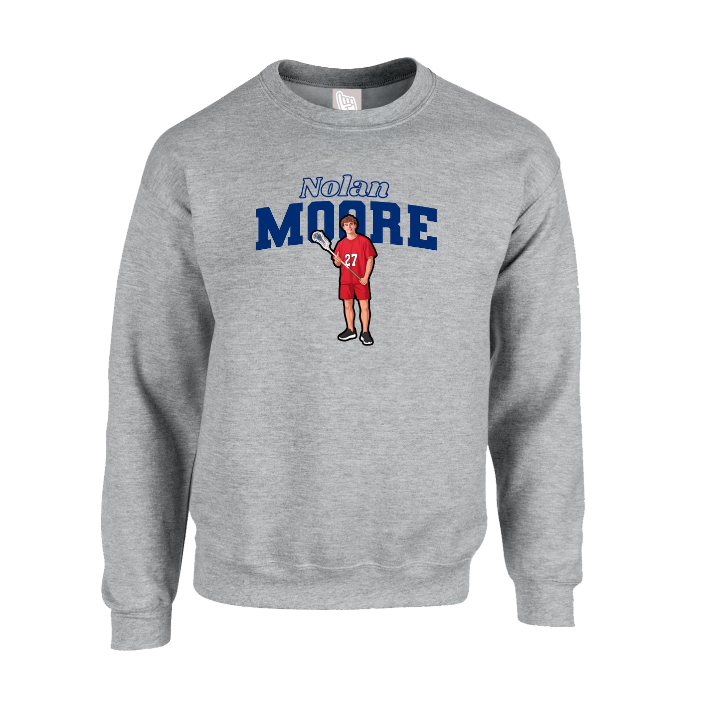 Fleece Crew — Name Arch in Grey