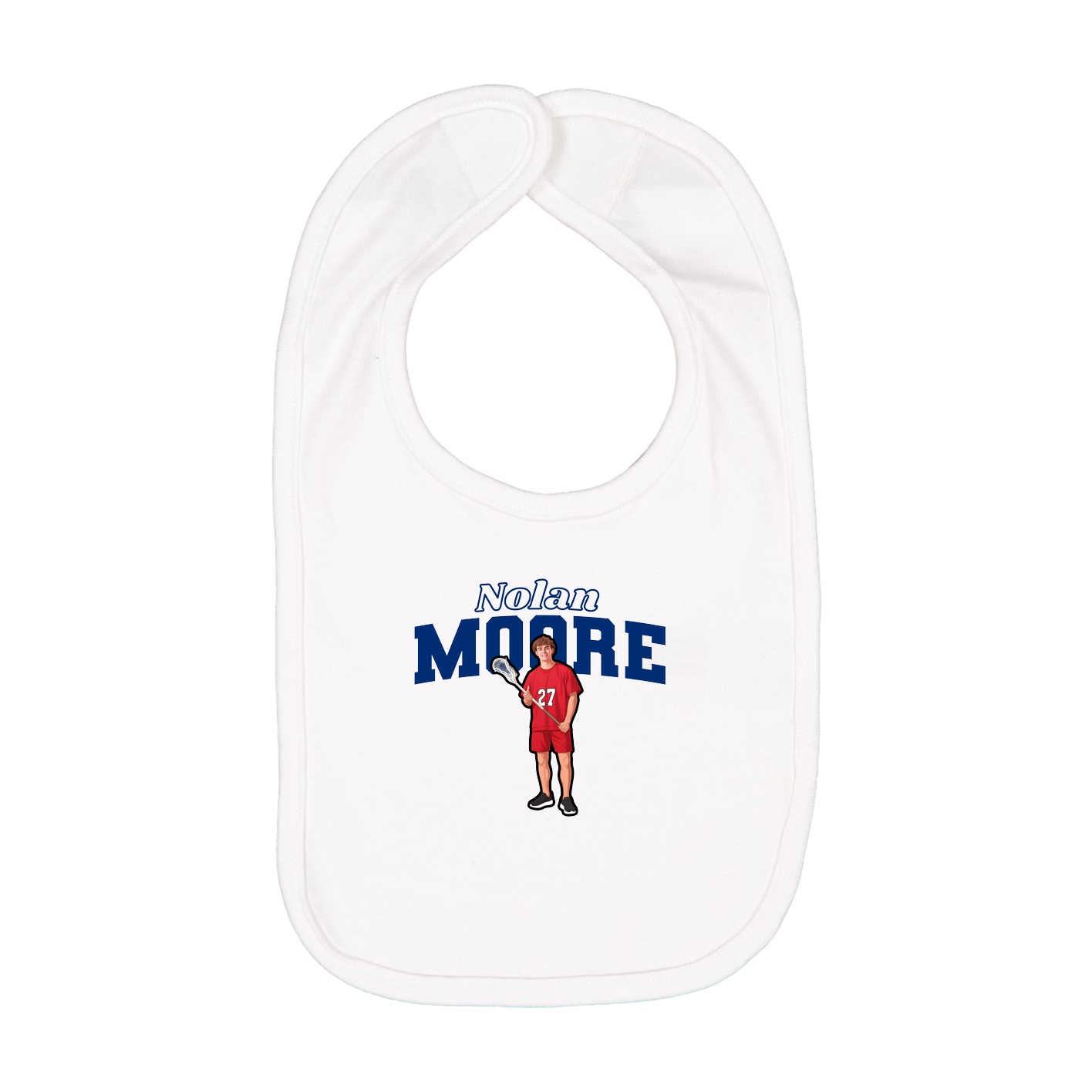 Infant Bib — Name Arch in White