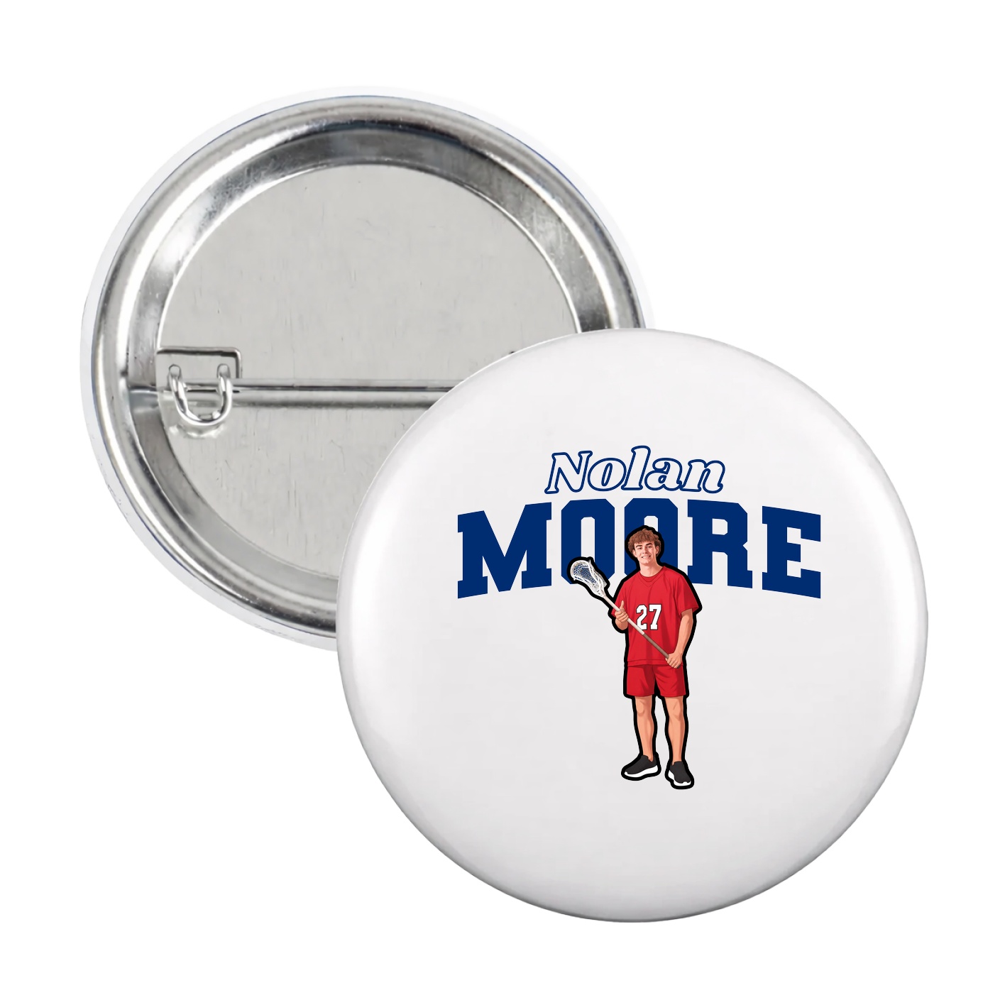Game Day Button — Name Arch in White