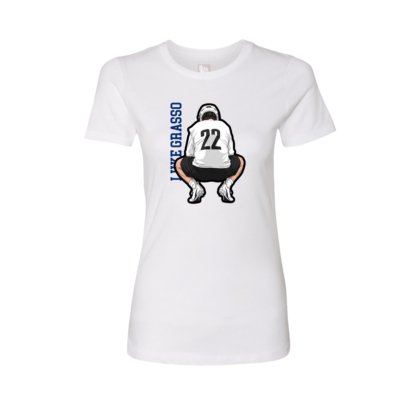 Fitted Women's Tee — Name Vertical in White