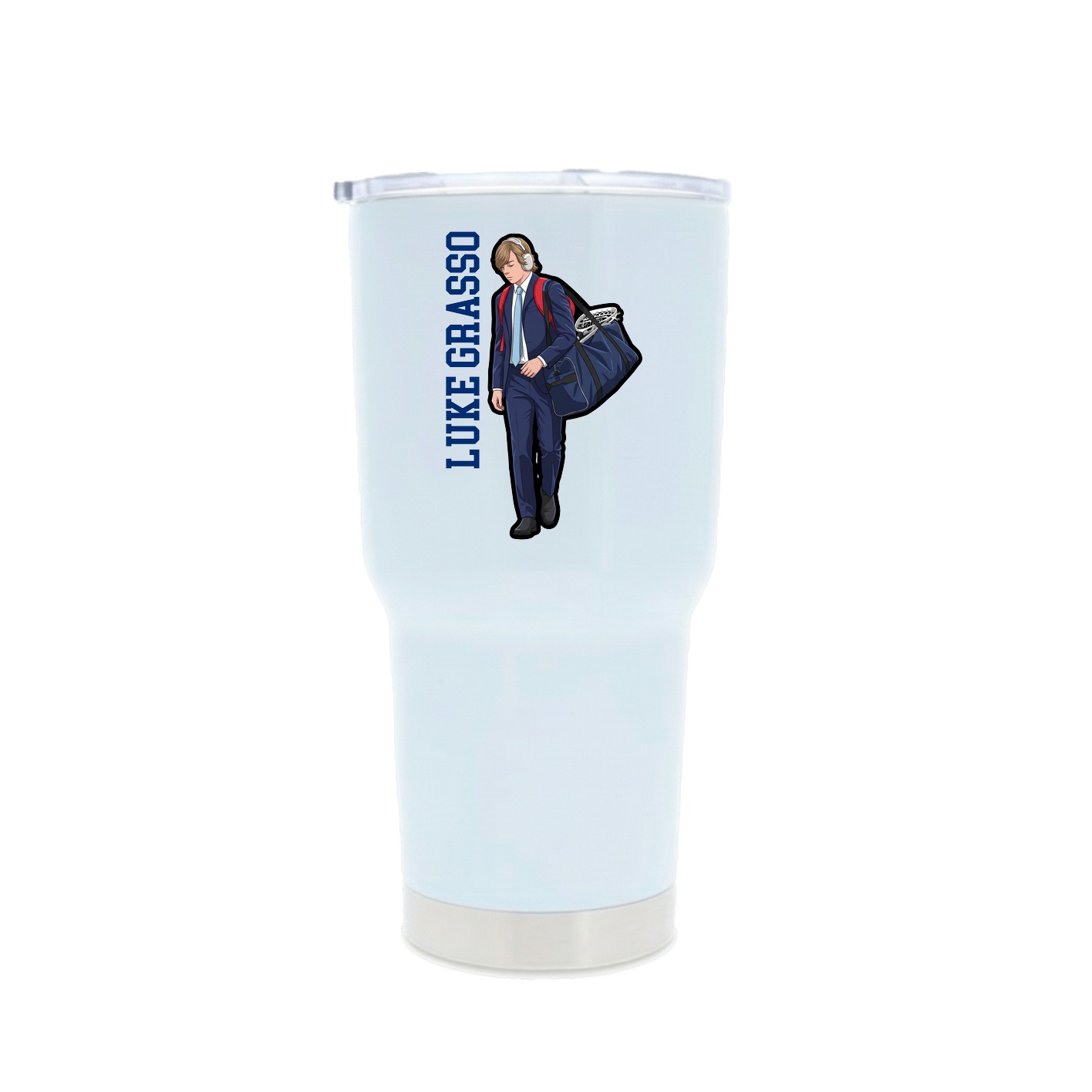 30oz Stainless Steel Tumbler — Name Vertical in White