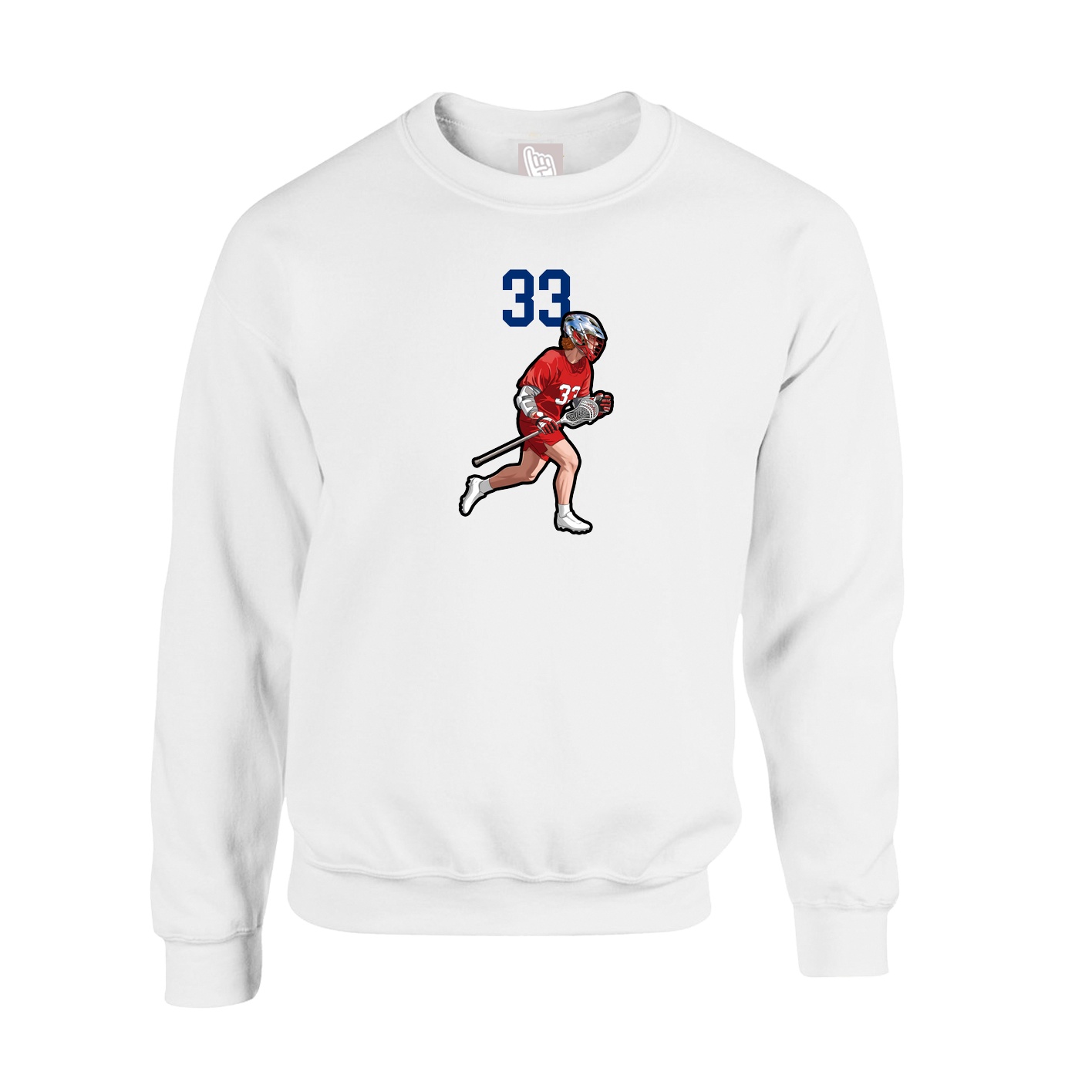 Fleece Crew — Number Top in White