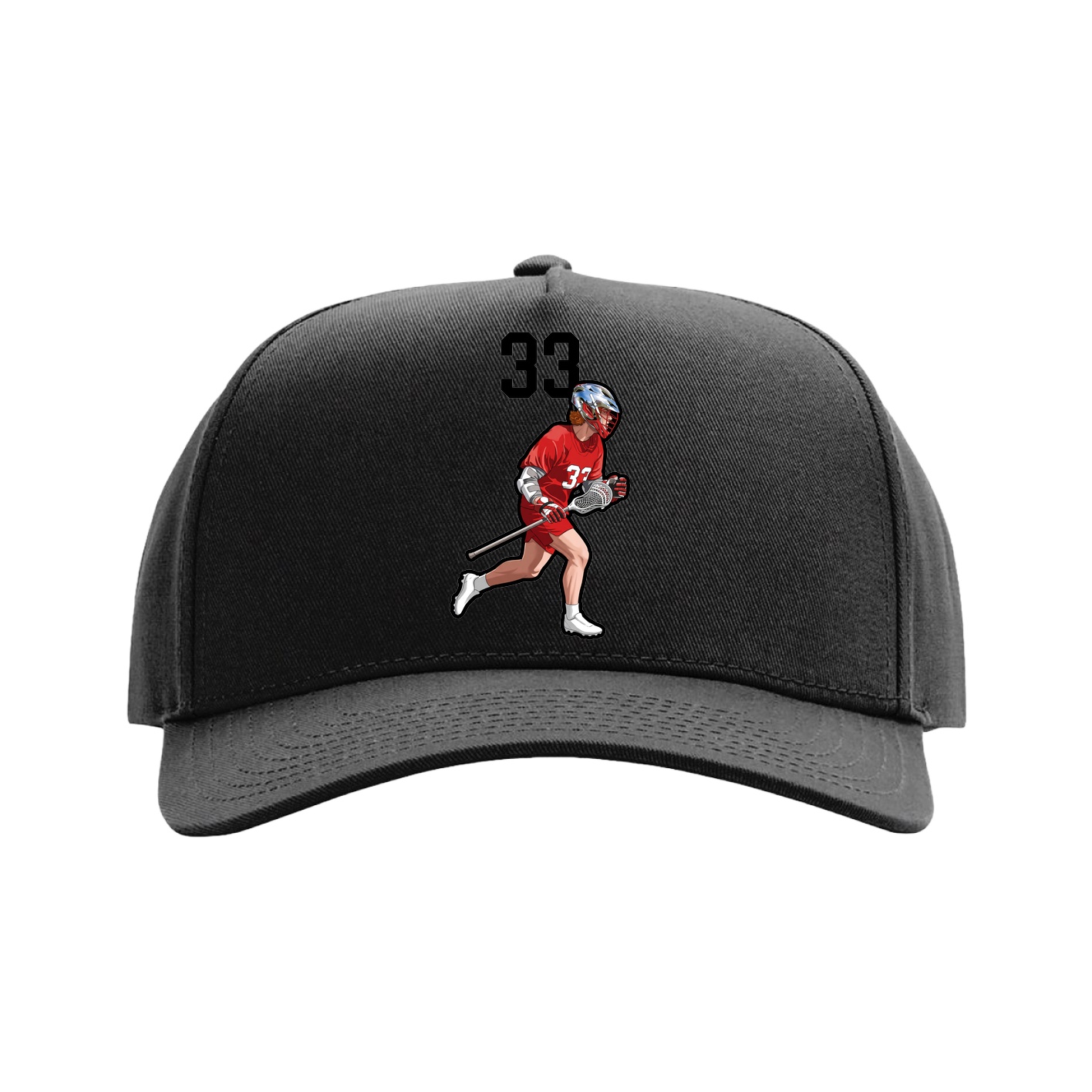 Full Fabric Five-Panel Champ Cap — Number Top in Black