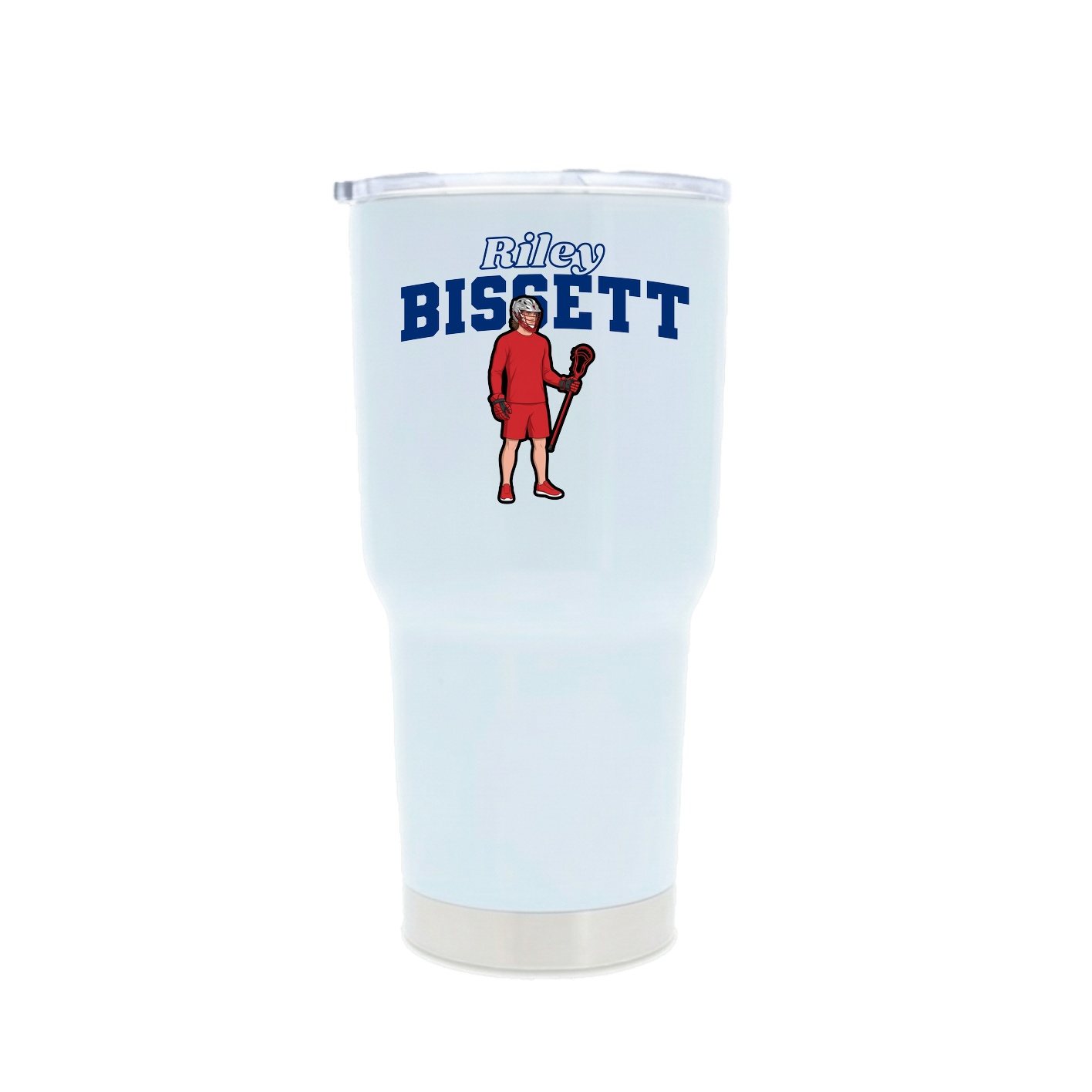 30oz Stainless Steel Tumbler — Name Arch in White