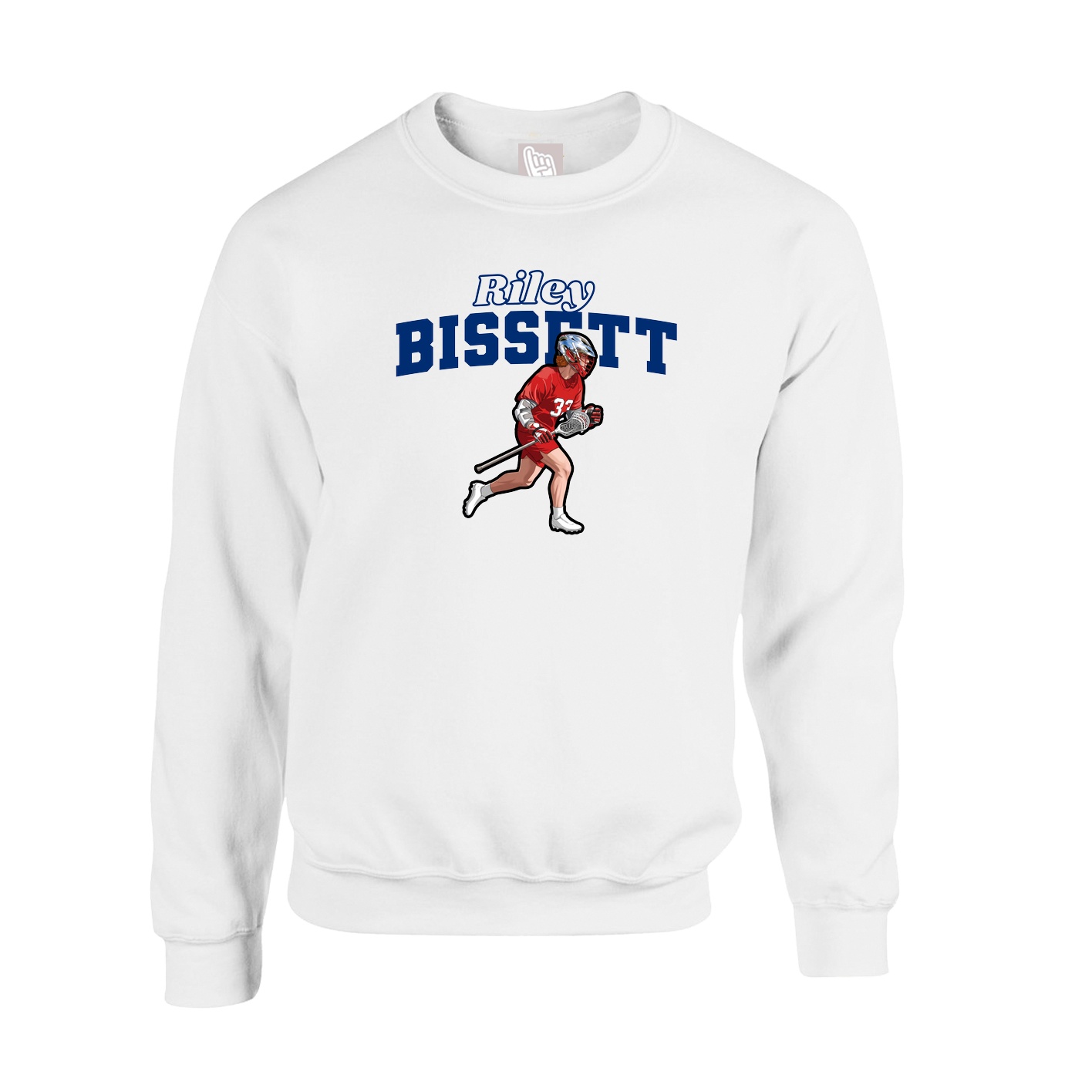 Fleece Crew — Name Arch in White