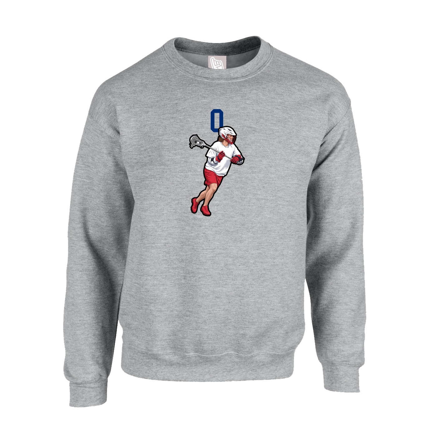 Fleece Crew — Number Top in Grey