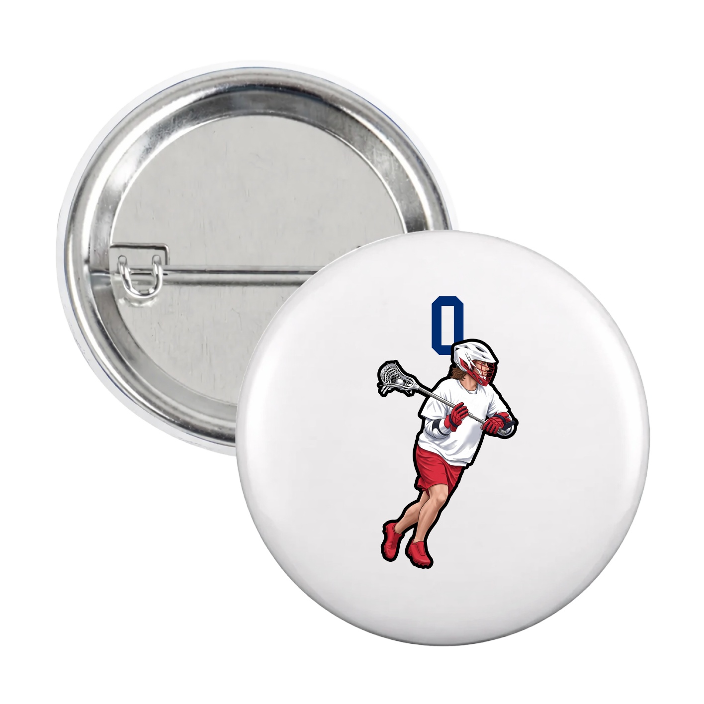 Game Day Button — Number Top in White
