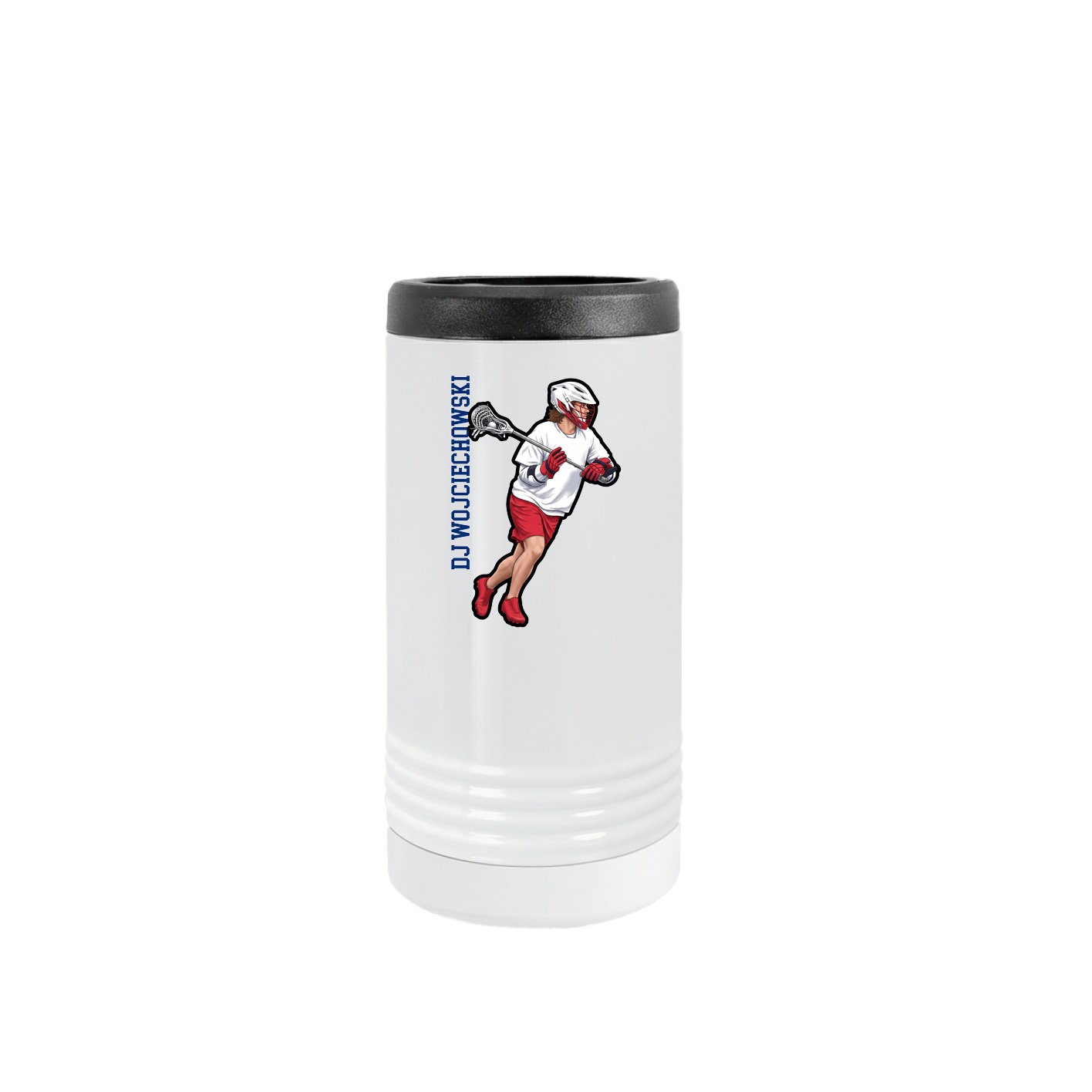 Slim Beverage Holder — Name Vertical in White