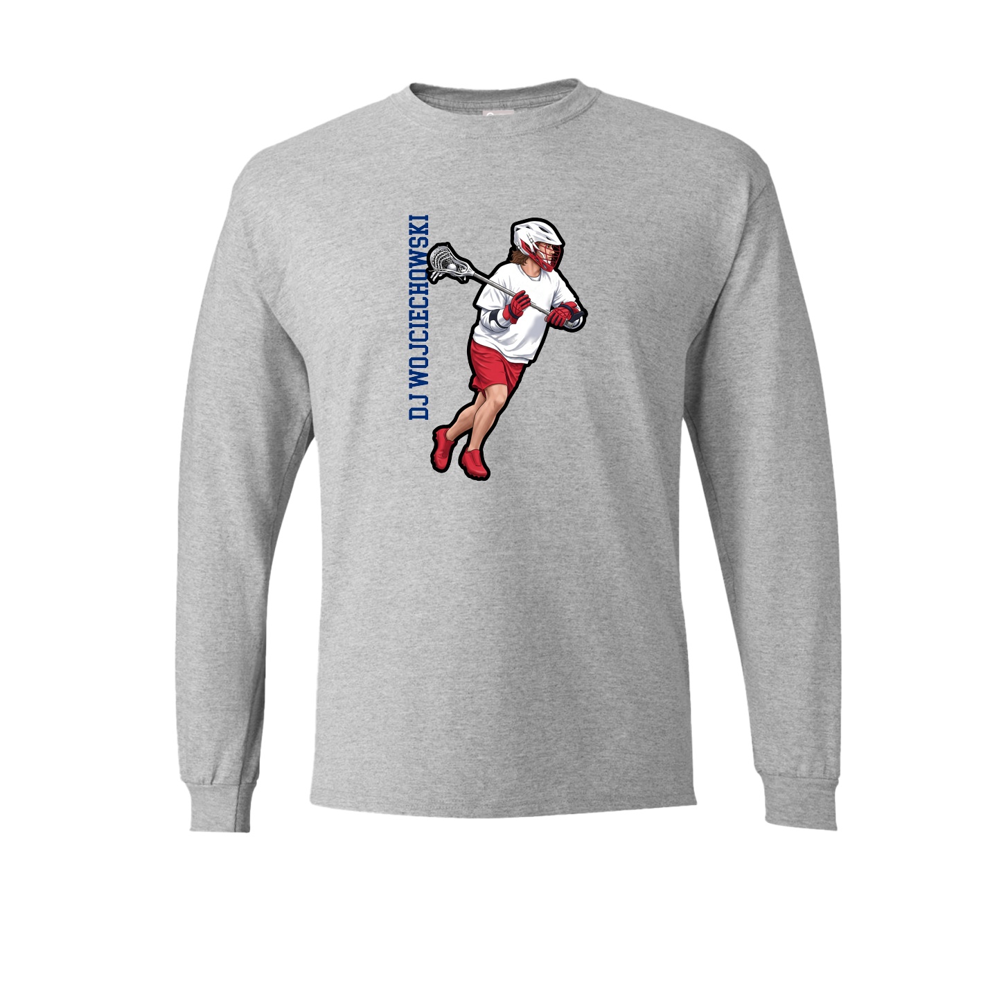 Long Sleeve Tee — Name Vertical in Grey