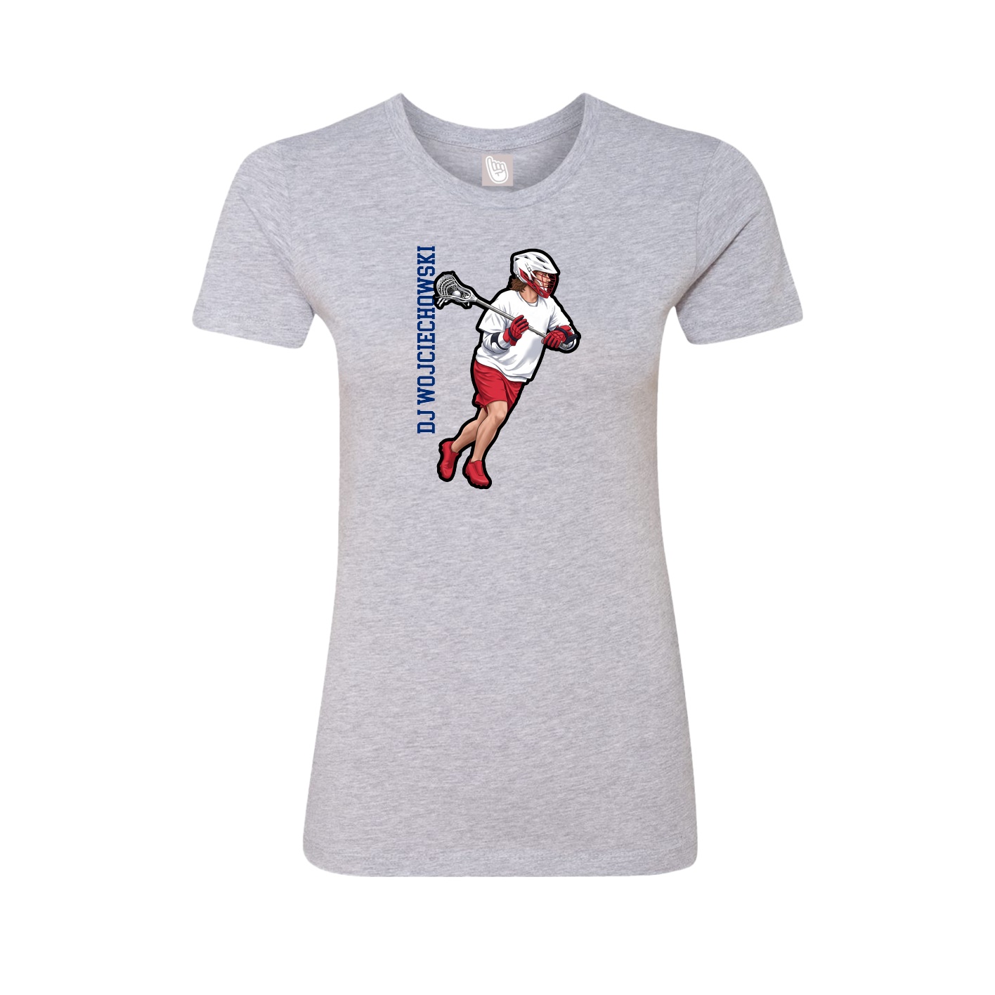 Fitted Women's Tee — Name Vertical in Grey